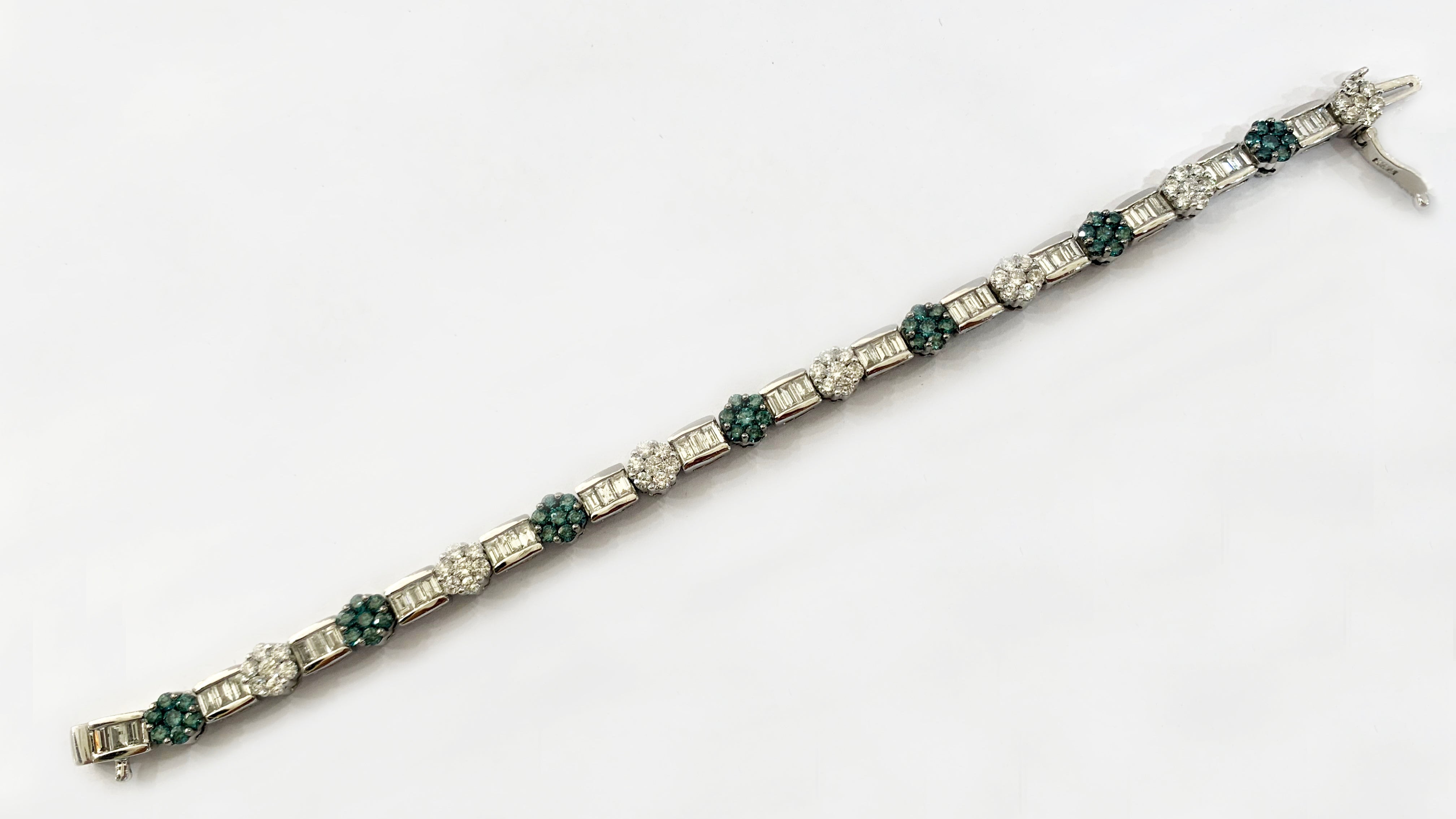 14K White Gold Blue Diamond Bracelet for Women - Elegant Tennis Bracelet for Weddings, Anniversaries & Special Occasions
