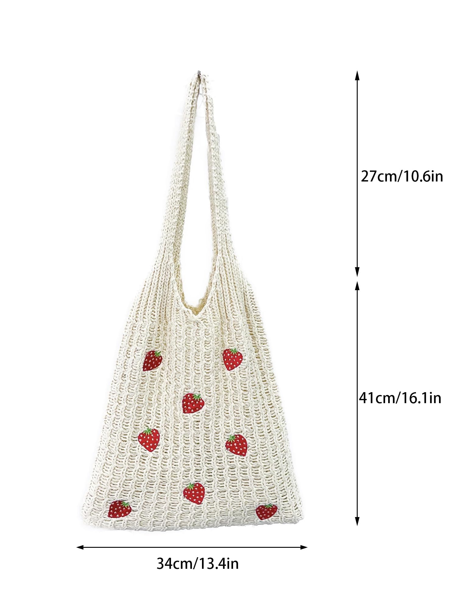 Stylish Strawberry Crochet Tote Bag - Handmade Knitted Shoulder Bag for Women | Perfect for Beach, Shopping & Everyday Use