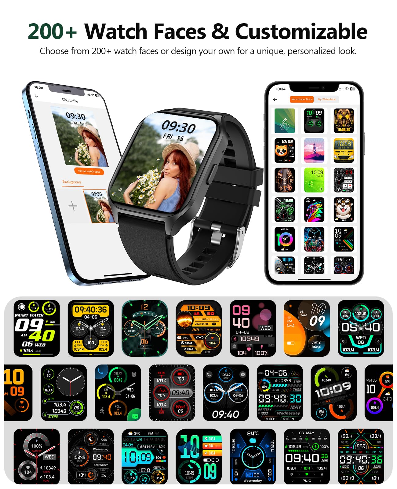 SOUYIE Smart Watch for Men & Women with Call Function, 2.06