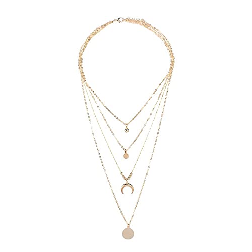 Personalized Moon & Pearl Pendant Necklace for Women - Multilayer Disc Charm Jewelry - Perfect for Gifts, Date Nights & Special Occasions