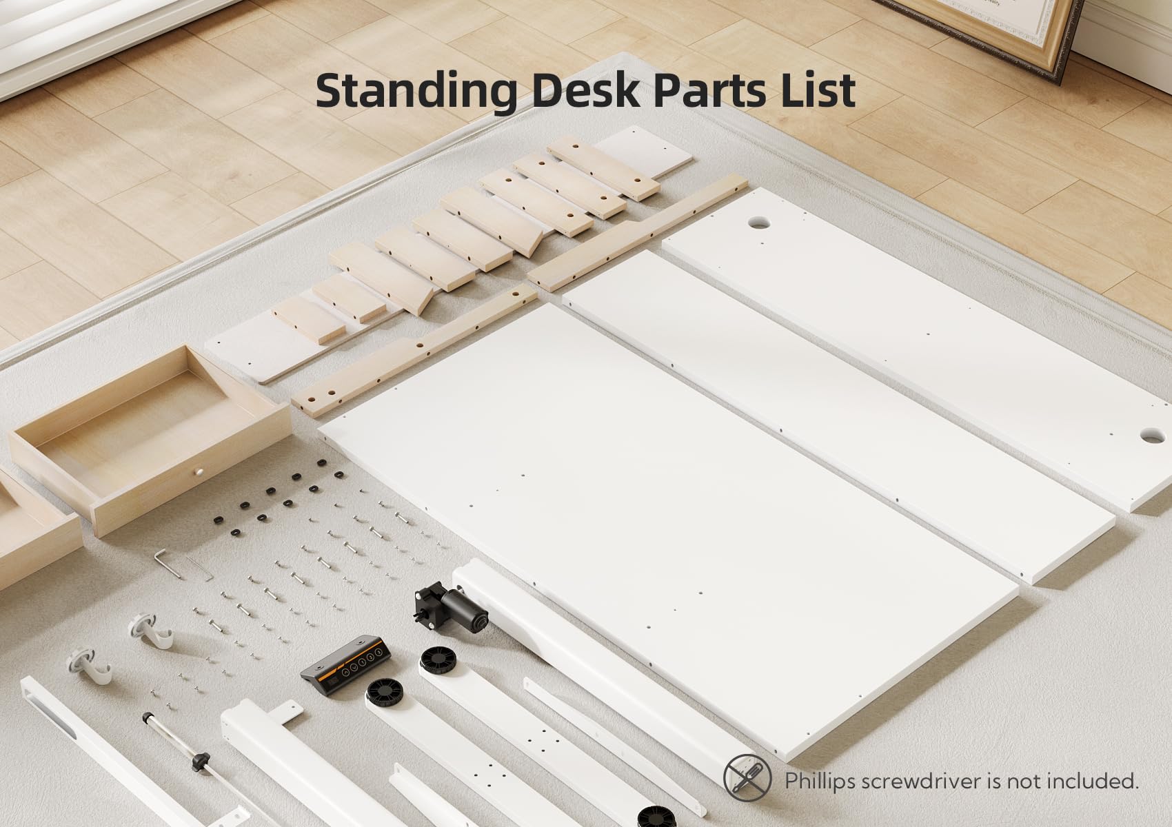 Claiks 55 Inch Electric Adjustable Standing Desk with Drawers & Storage Shelves - Height Adjustable Sit Stand Desk with Wheels, White | Perfect for Home Office, Gaming Setup & Workspace Ergonomics