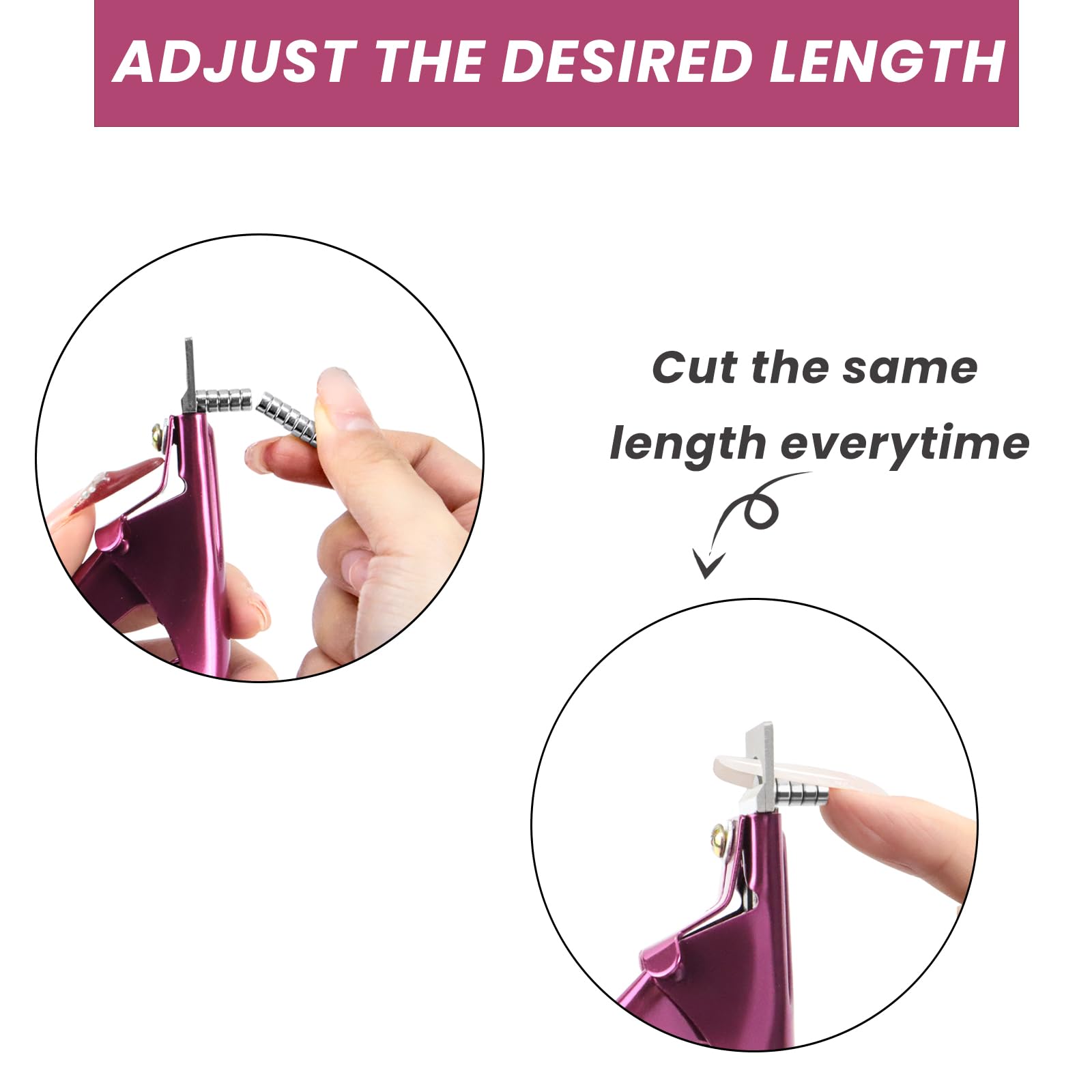 Professional Acrylic Nail Clippers with Sizer Magnets - Fake Nail Cutters with Length Measurement for Manicure & Nail Art - Perfect for Salon, Home Use & DIY Nail Designs (Rose)