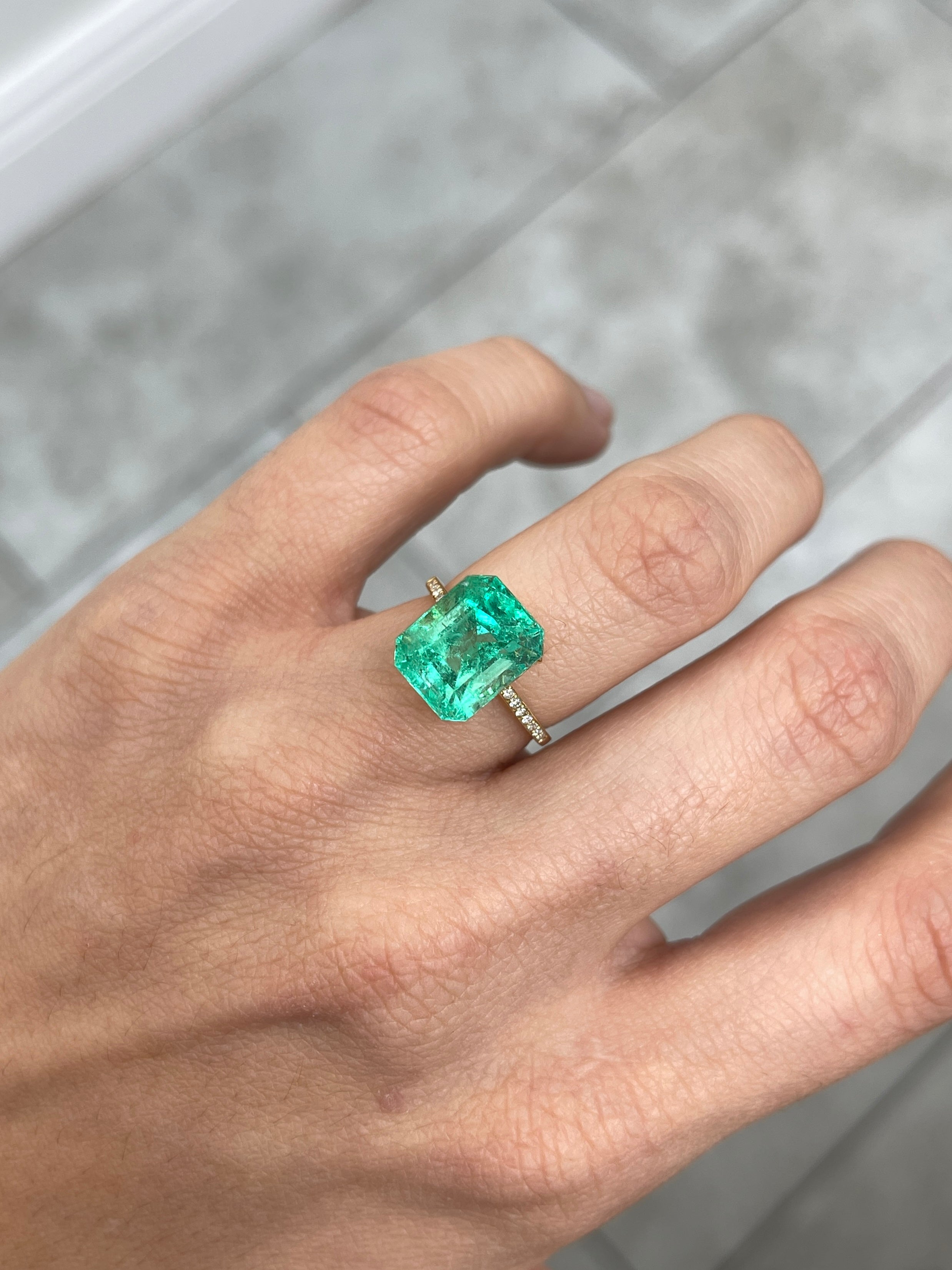 6.79 Carat 12x10mm Natural Loose Colombian Emerald - Classic Emerald Cut, Ethically Sourced, AAA Quality Green Gemstone for Jewelry Making, Engagement Rings & Luxury Gifts