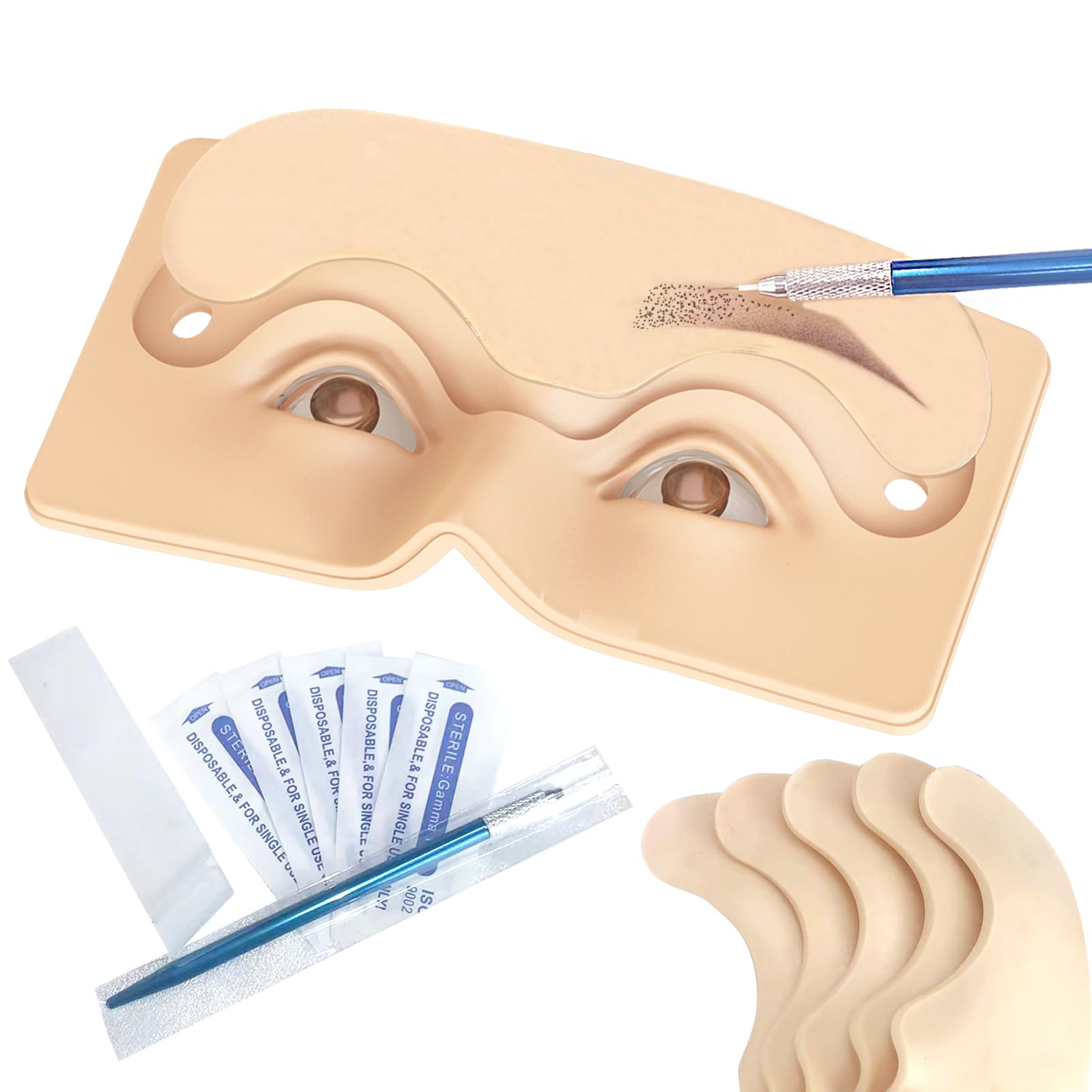 Permanent Eyebrow Tattoo Practice Skin - 6 Replaceable Silicone Sheets for Microblading & Microshading Training | Realistic Fake Skin for Eyebrow Makeup Practice | Perfect for Tattoo Artists & Beauty Salons (Yellow)