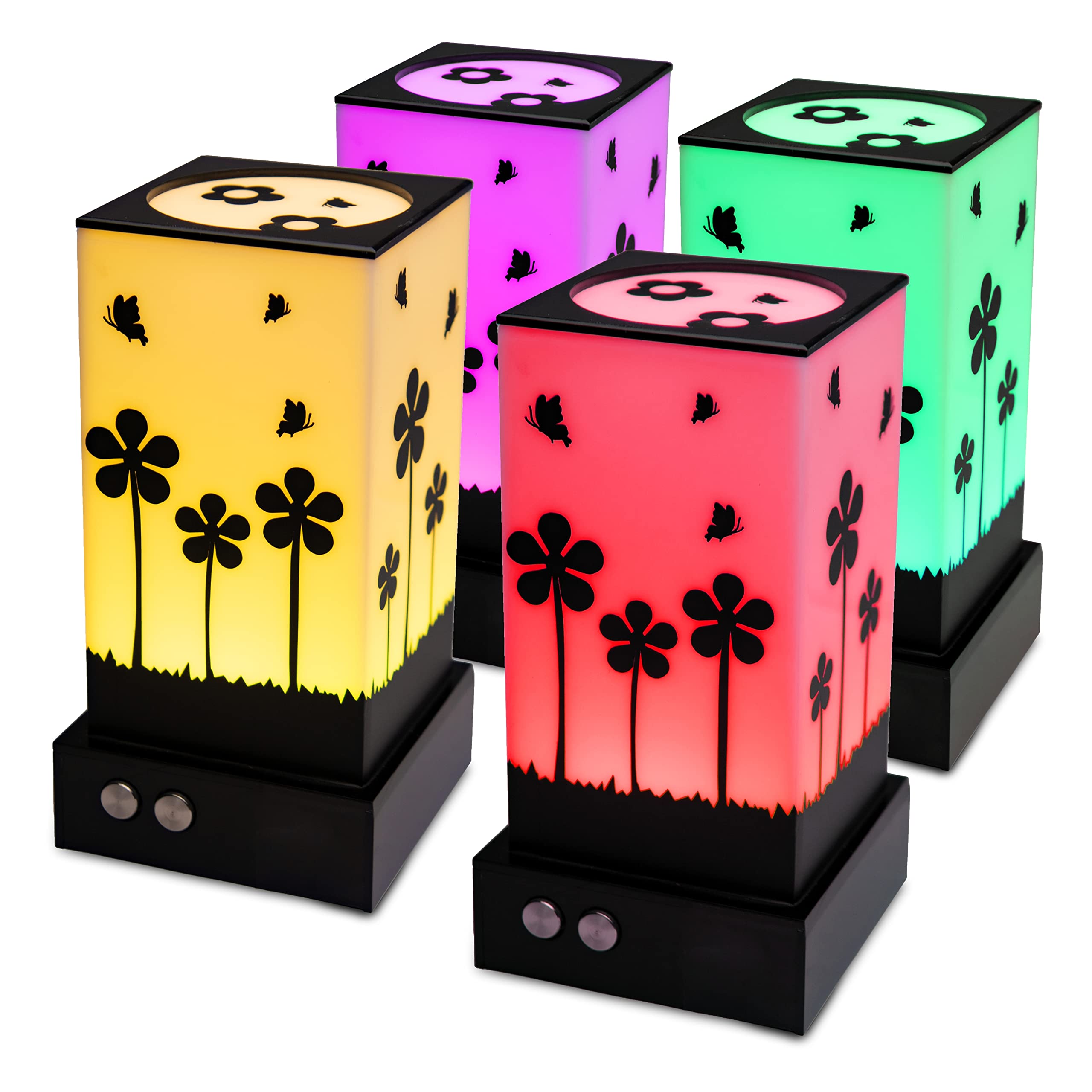 Telepathy® Flora – Long Distance Friendship Lamp® | Wi-Fi Connected LED Light for Couples & Friends | Color-Changing Mood Light for Long-Distance Relationships | Unique Romantic Gifts for Her/Him | Perfect for Bedroom, Living Room & Dorm Decor (Set of 4)