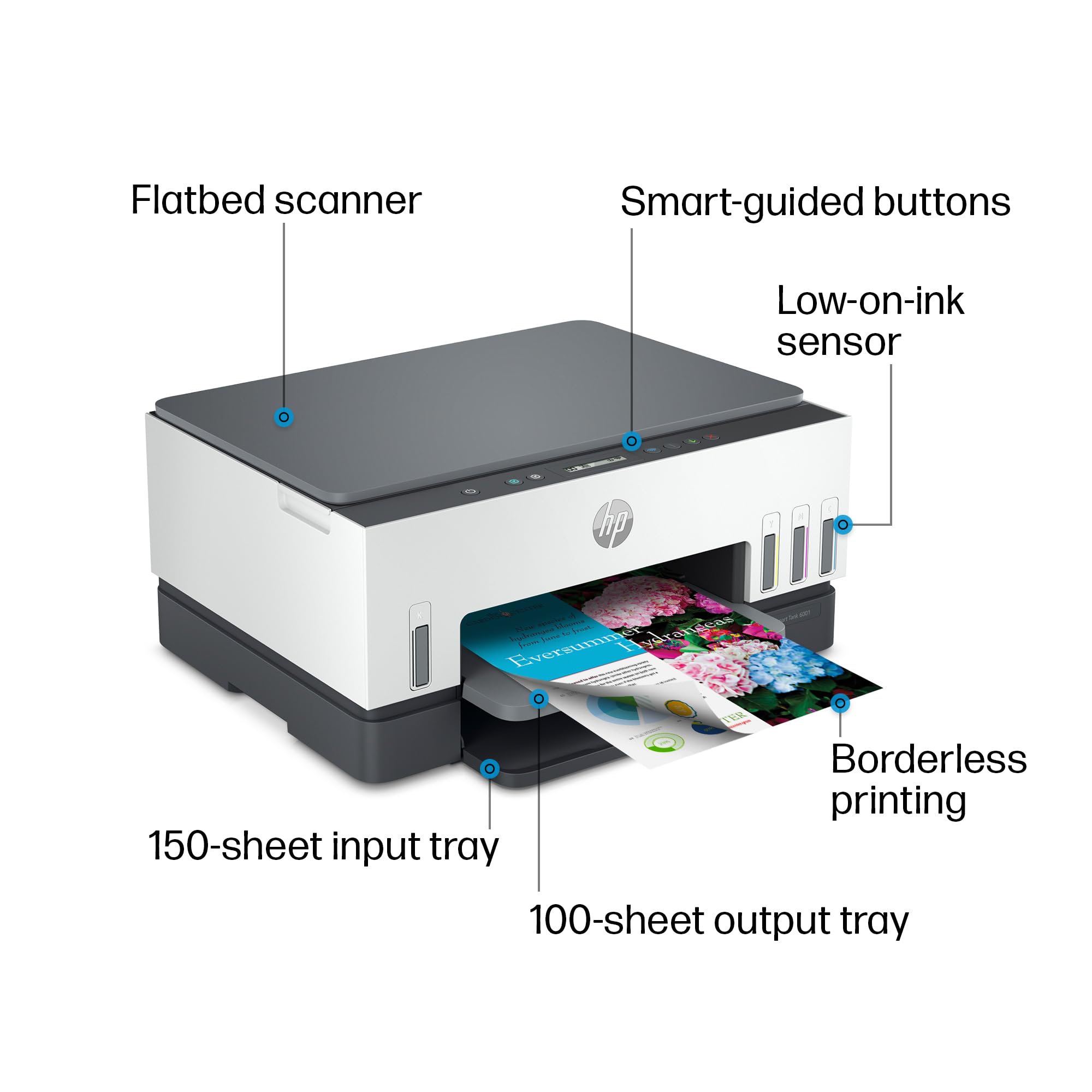 HP Smart-Tank 6001 Wireless All-in-One Ink Tank Printer - Cartridge-Free with 2 Years of Ink, Mobile Print/Scan/Copy (2H0B9A) - Perfect for Home Office & Small Business Printing Needs