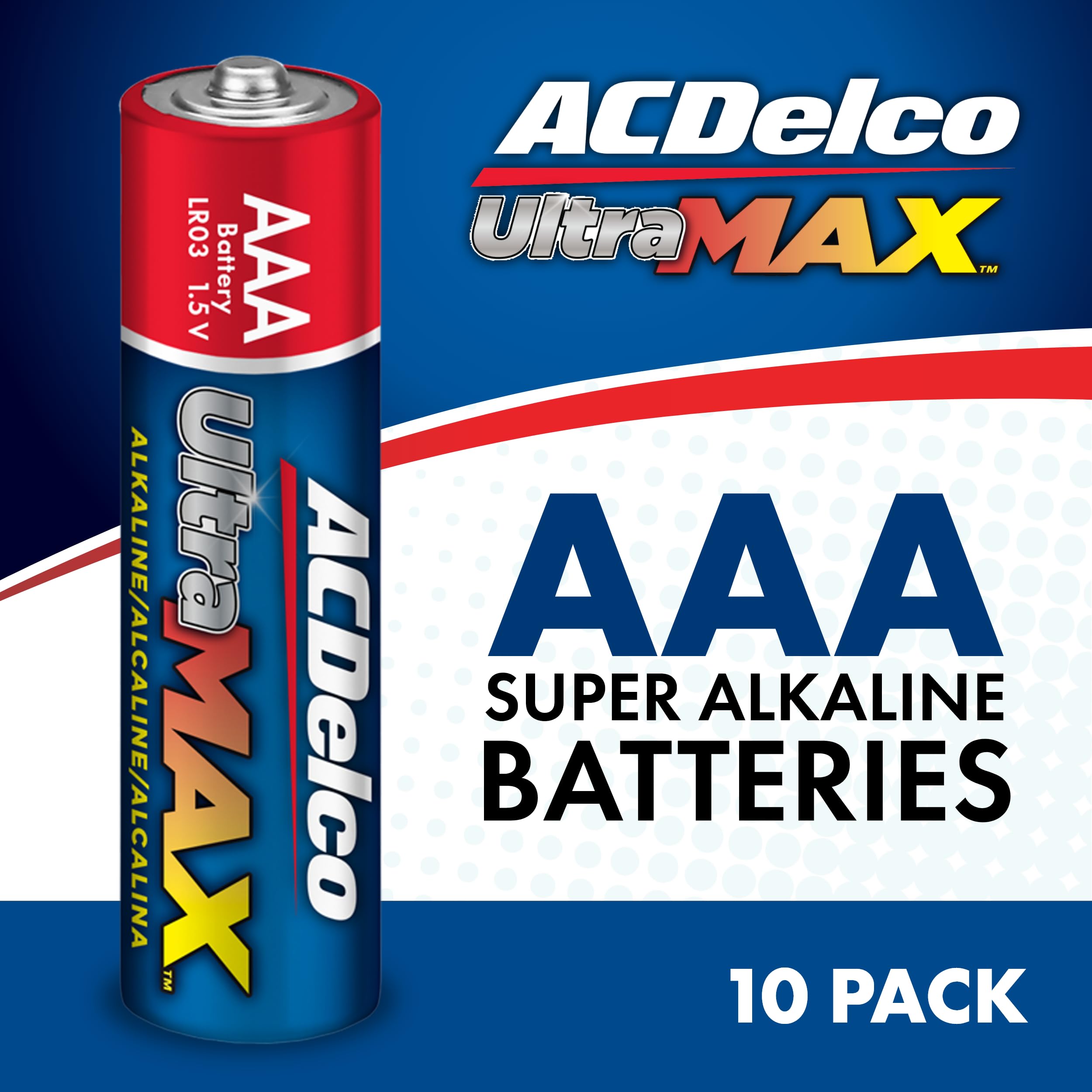 ACDelco UltraMAX AAA Alkaline Batteries (10-Pack) - Advanced Technology, 10-Year Shelf Life, Recloseable Packaging - Perfect for Toys, Remote Controls, Flashlights & Emergency Kits