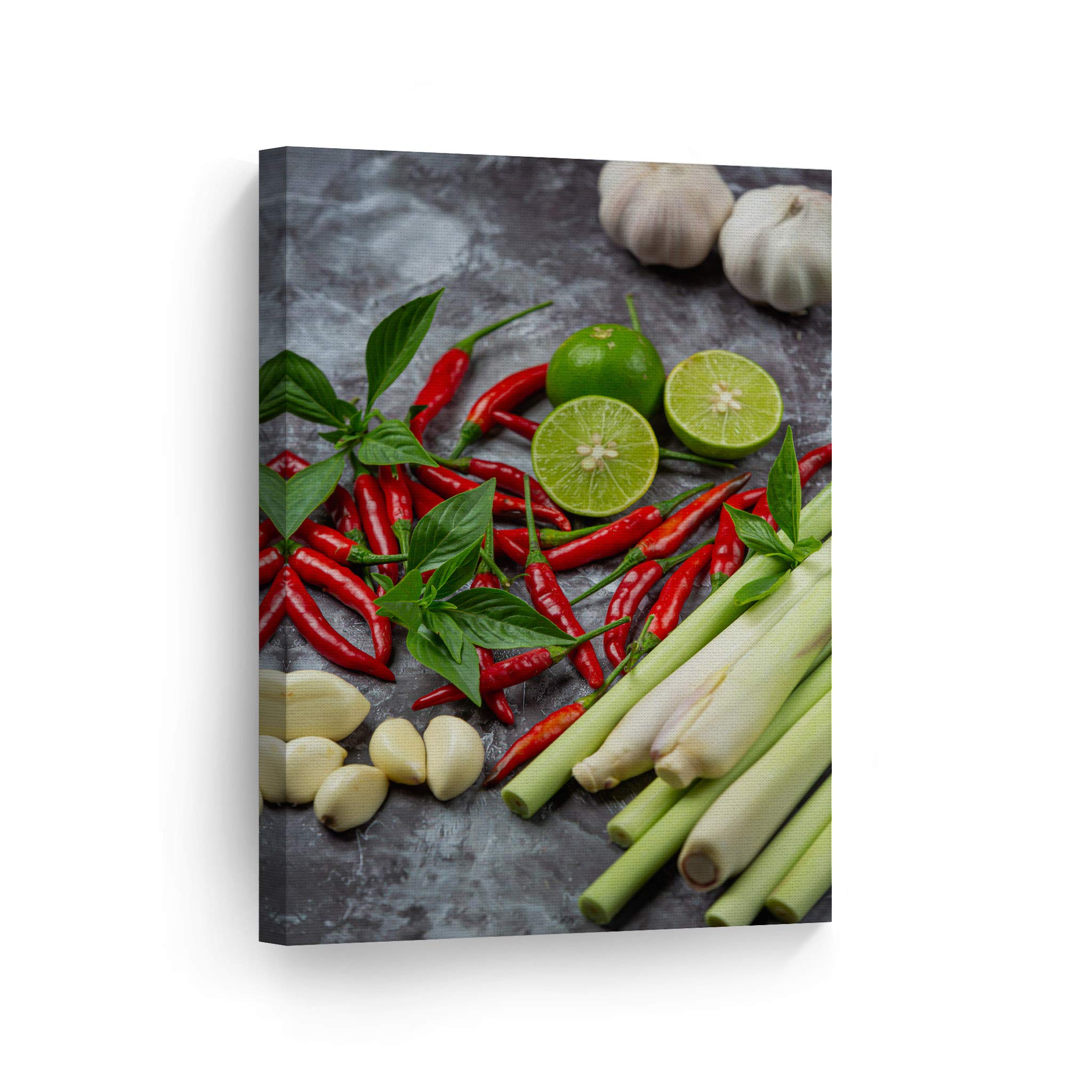 Red Hot Chili Pepper Lime & Garlic Kitchen Canvas Wall Art Print – Modern Farmhouse Decor for Restaurant, Cafe & Dining Room – Housewarming Gift – Ready to Hang 40x30 – Perfect for Home, Office & Commercial Spaces