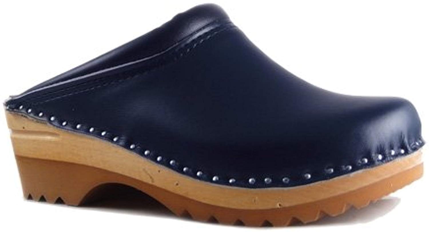 Troentorp Rembrandt Bastad Women's Leather Wooden Clogs - Slip-Resistant Closed Toe Nursing & Chef Shoes for Comfortable Work & Kitchen Use