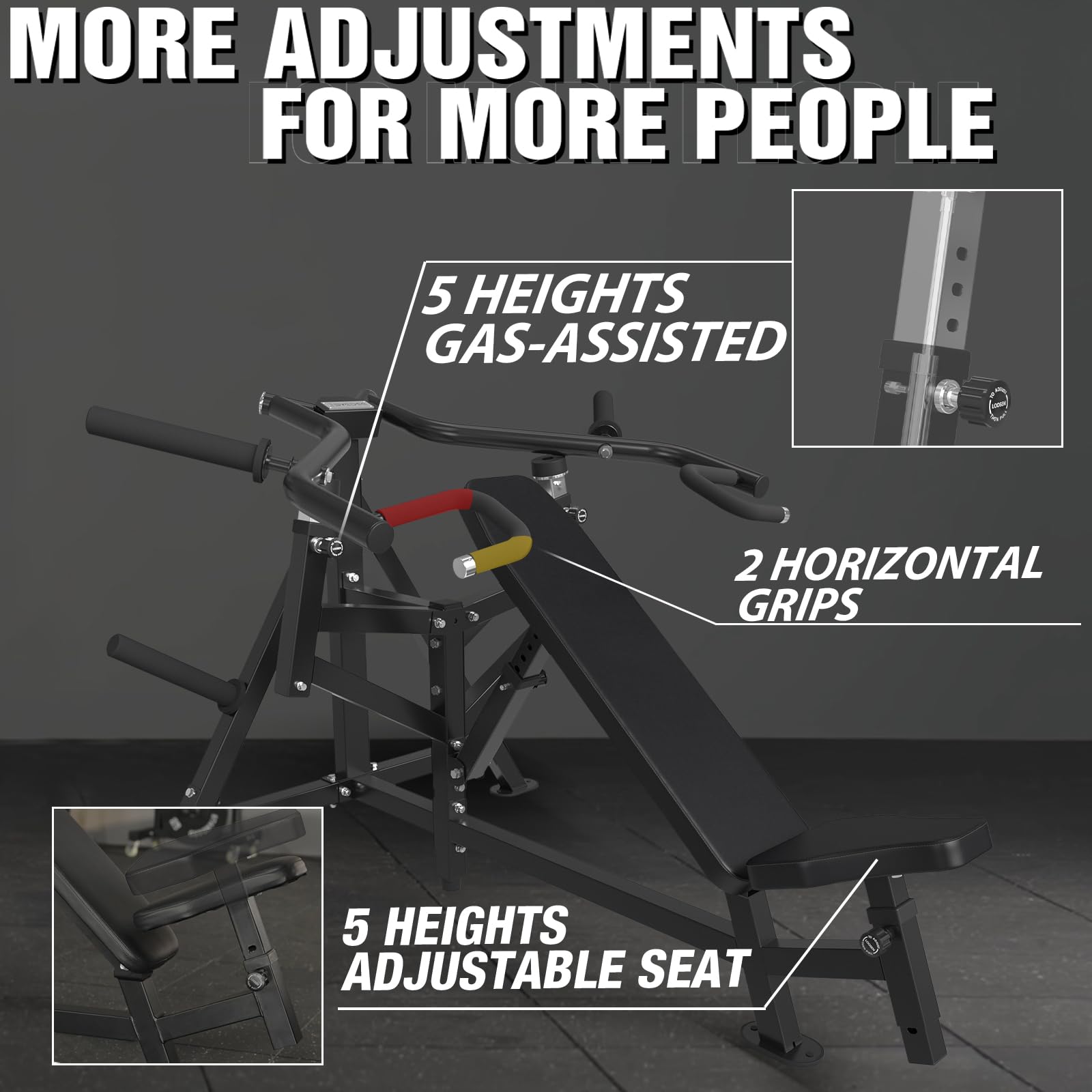 GMWD 1250LBS Chest Press Machine with Independent Converging Arms - 7+5 Adjustable Incline Bench Press for Home Gym - 30° Upper Chest Targeting - Perfect for Strength Training & Muscle Building - Black