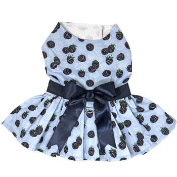 Premium Blackberries Dog Dress with Matching Leash - Small Size | Cute Pet Outfit for Small Dogs | Perfect for Parties, Walks & Photo Shoots
