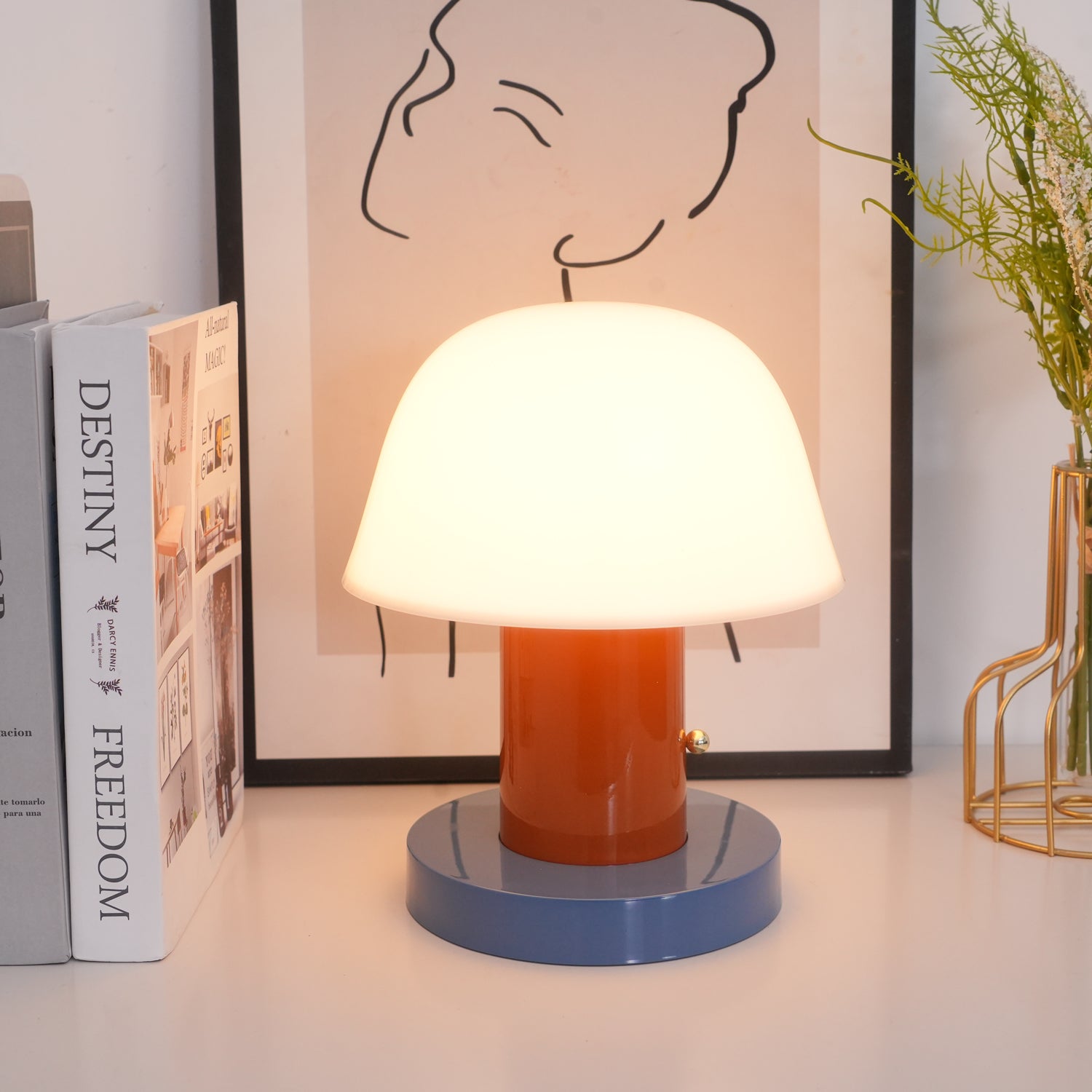 Mushroom Bliss Cordless Lamp - Portable LED Night Light for Bedroom, Nursery, Kids Room - Perfect for Relaxation, Reading & Decor