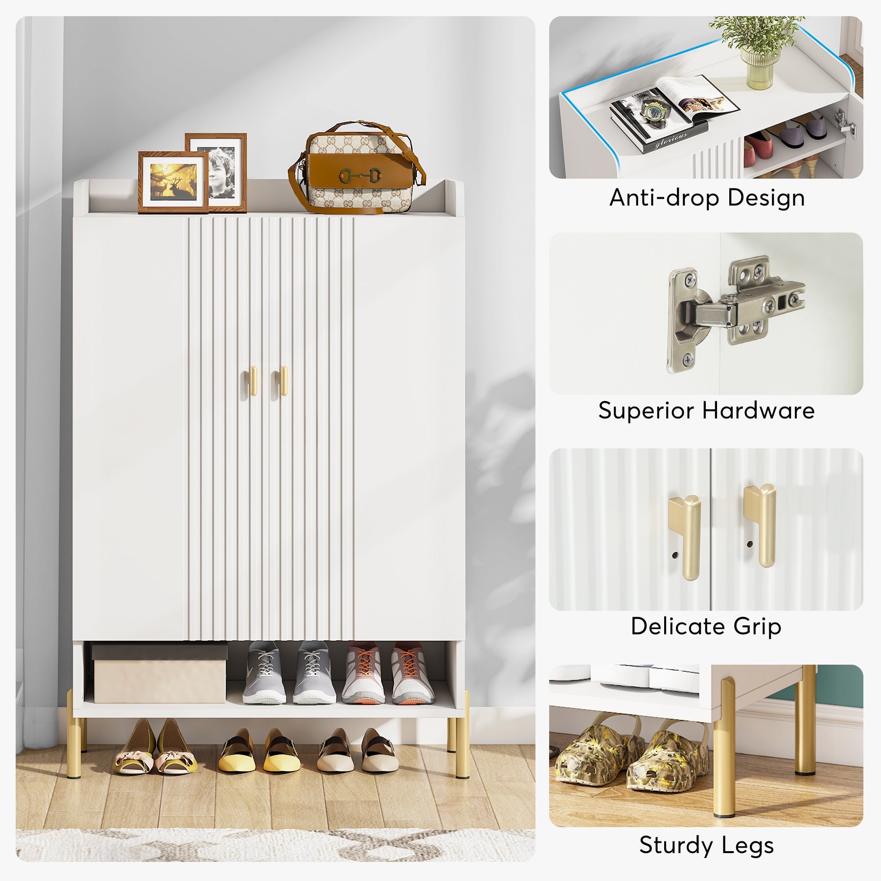 6-Tier Wooden Shoe Cabinet with Adjustable Shelves - Entryway Shoe Organizer for Closet, Hallway & Mudroom Storage - Space Saving Shoe Rack for Home Organization
