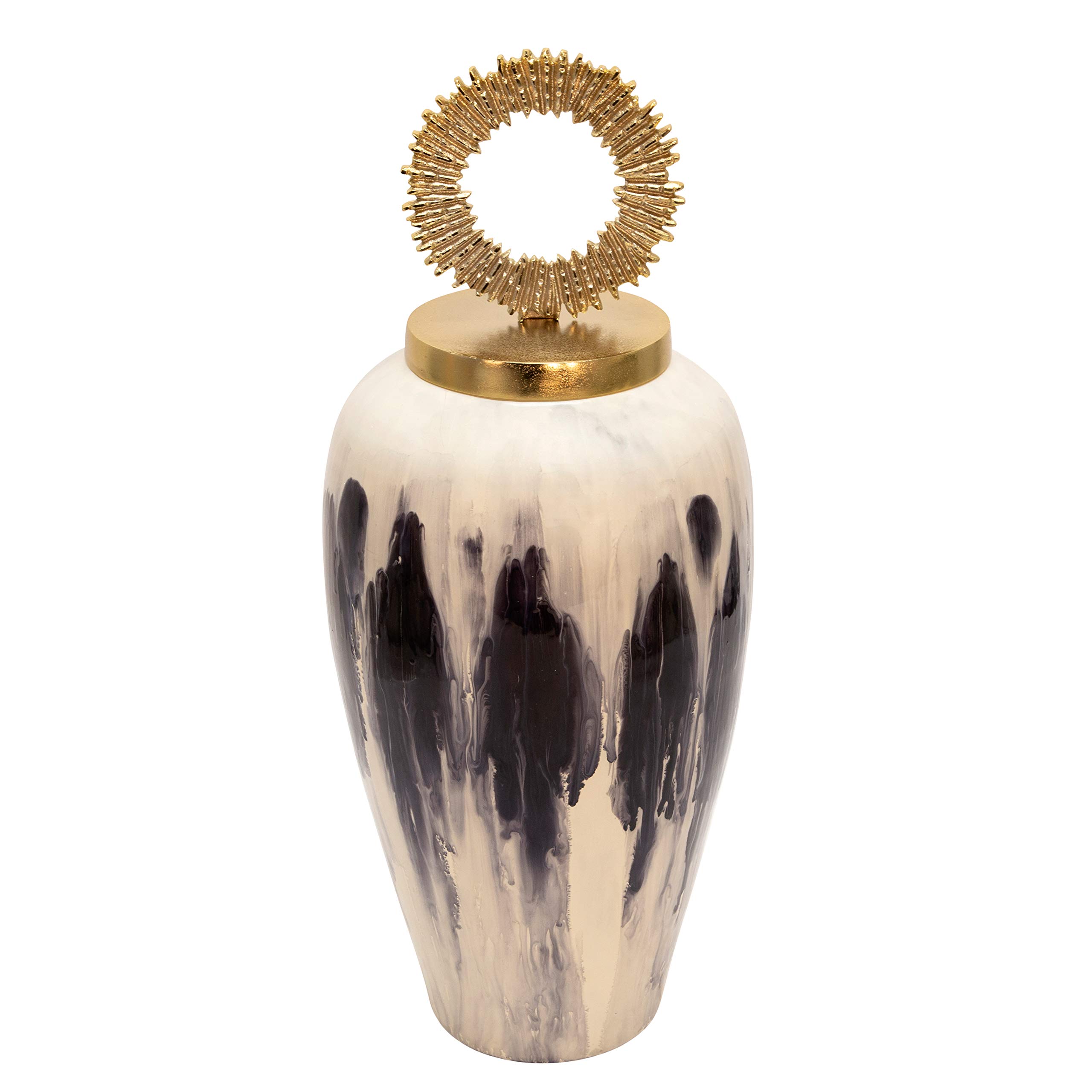 Sagebrook Home 27 Inch Tall White Ceramic Vase with Lid - Elegant Home Decor for Living Room, Dining Table, or Wedding Centerpiece