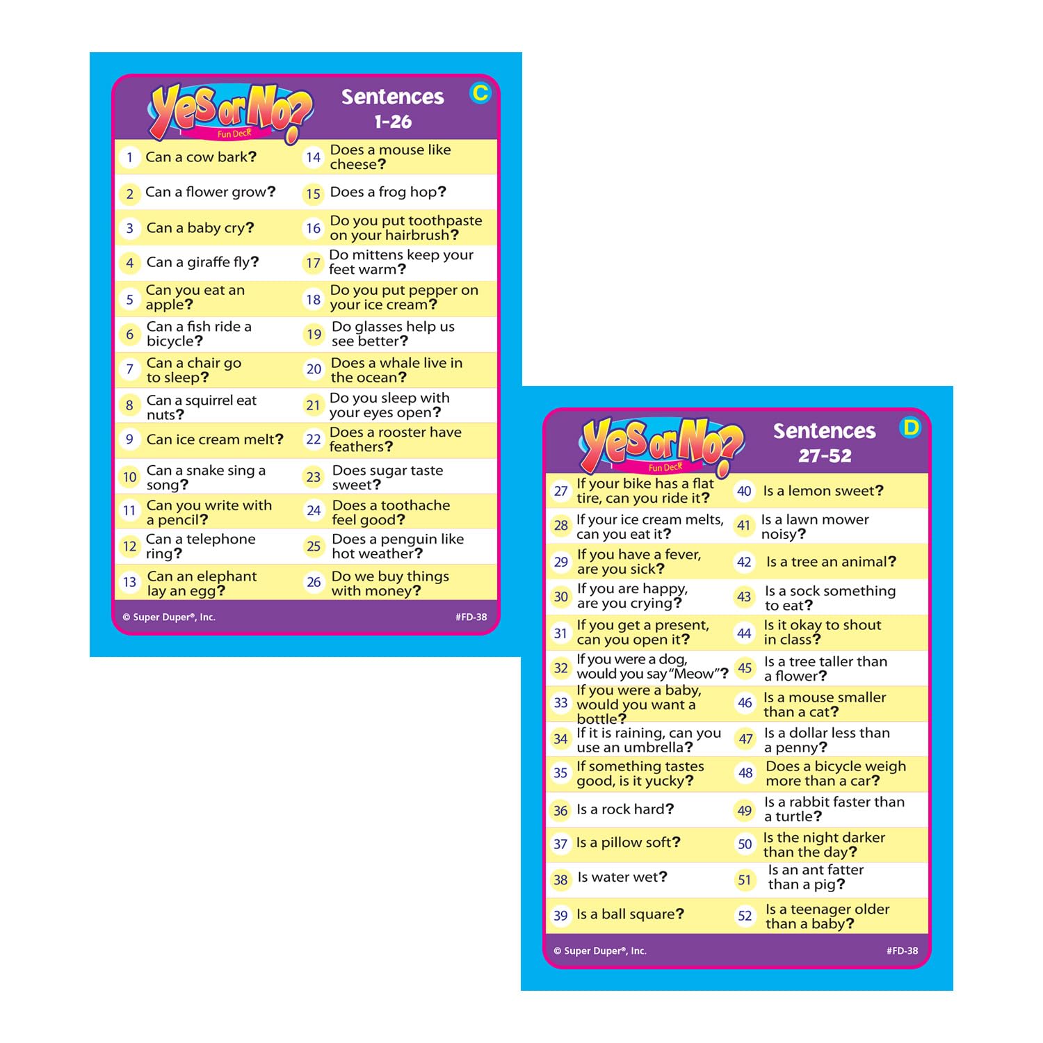 Super Duper Publications | Yes or No? Fun Deck Flash Cards | Educational Learning Games for Kids | Improve Language & Decision Skills at Home or School