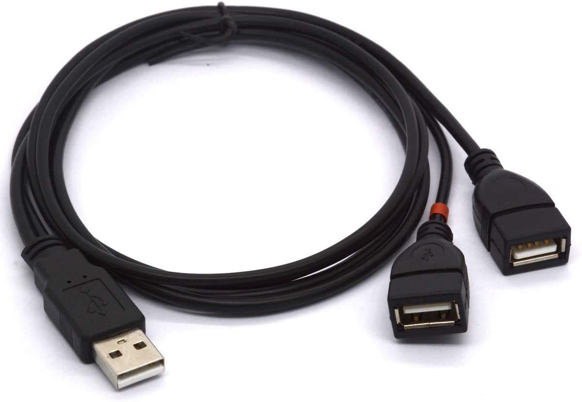 Tomost USB Splitter Cable 1M - USB 2.0 Type A Male to Dual USB Female Adapter for Charging & Data Sync - Red Port for Charging Only - Perfect for Laptop, PC, Phone & Tablet Accessories