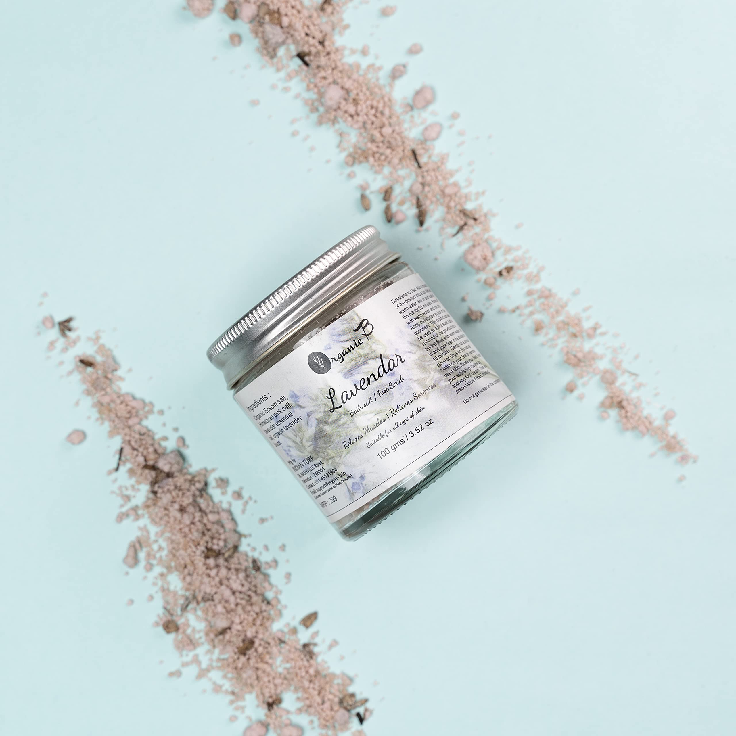 Organic Lavender Breeze Bath Salts 50g – Relaxing & Calming Therapy with Essential Oils, Epsom Salt & Himalayan Pink Salt for Muscle Pain Relief & Skin Nourishment | Perfect for Stress Relief, Spa Nights & Self-Care Rituals