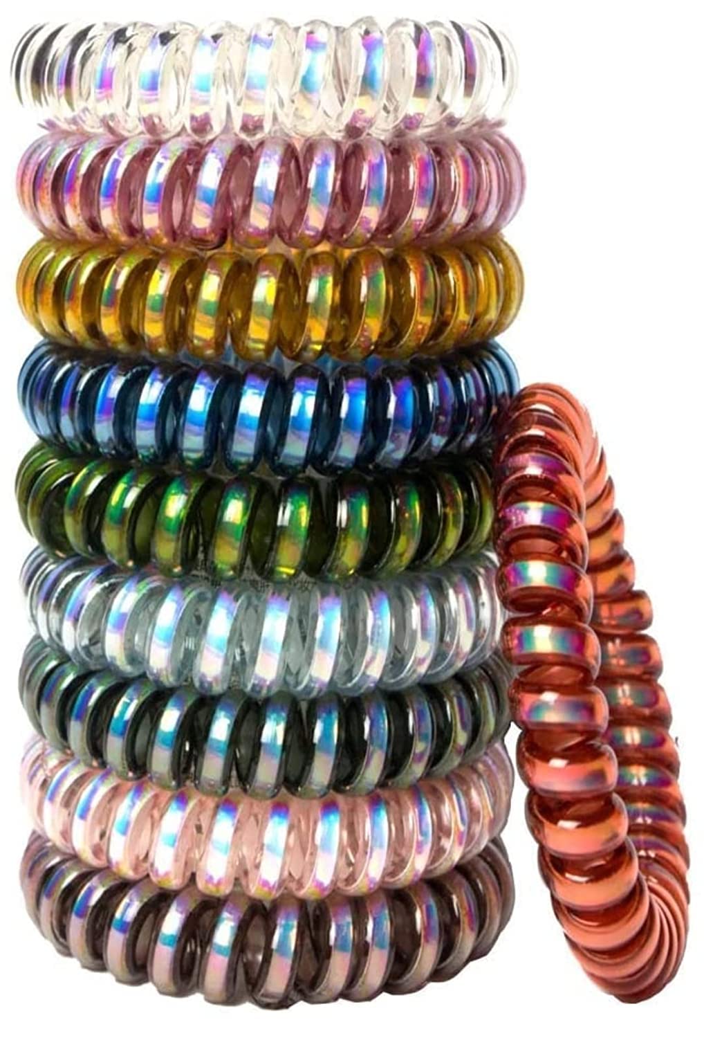 Aashirwad Collection 24-Piece Multicolor Spiral Stretch Ponytail Holders - Soft Elastic Hair Bands for Women & Girls - Perfect for School, Work, Gym & Everyday Hairstyles