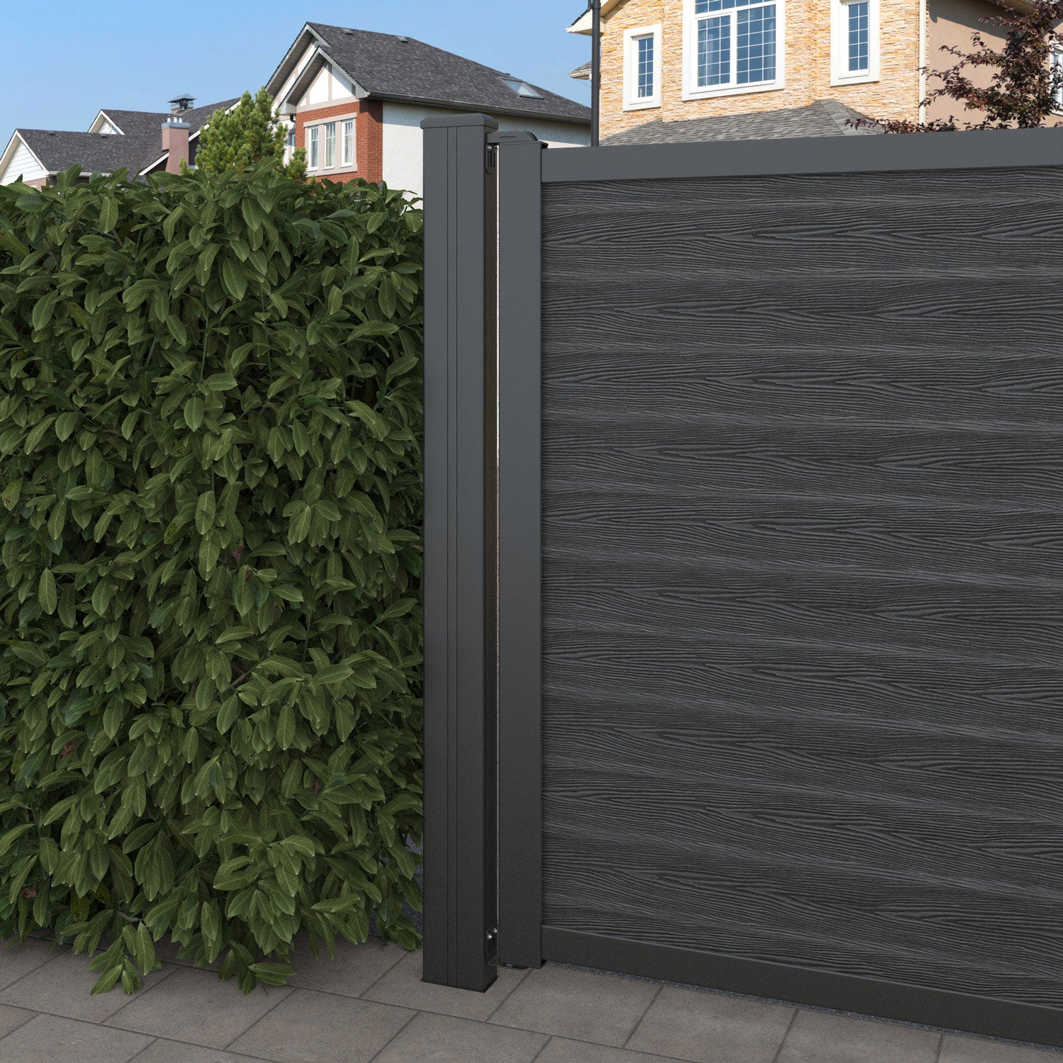 Classic Dark Grey Curved Top Driveway Gate - Durable Steel Driveway Entrance Gate for Home Security & Curb Appeal | Perfect for Residential Driveways, Estate Entrances & Property Boundaries