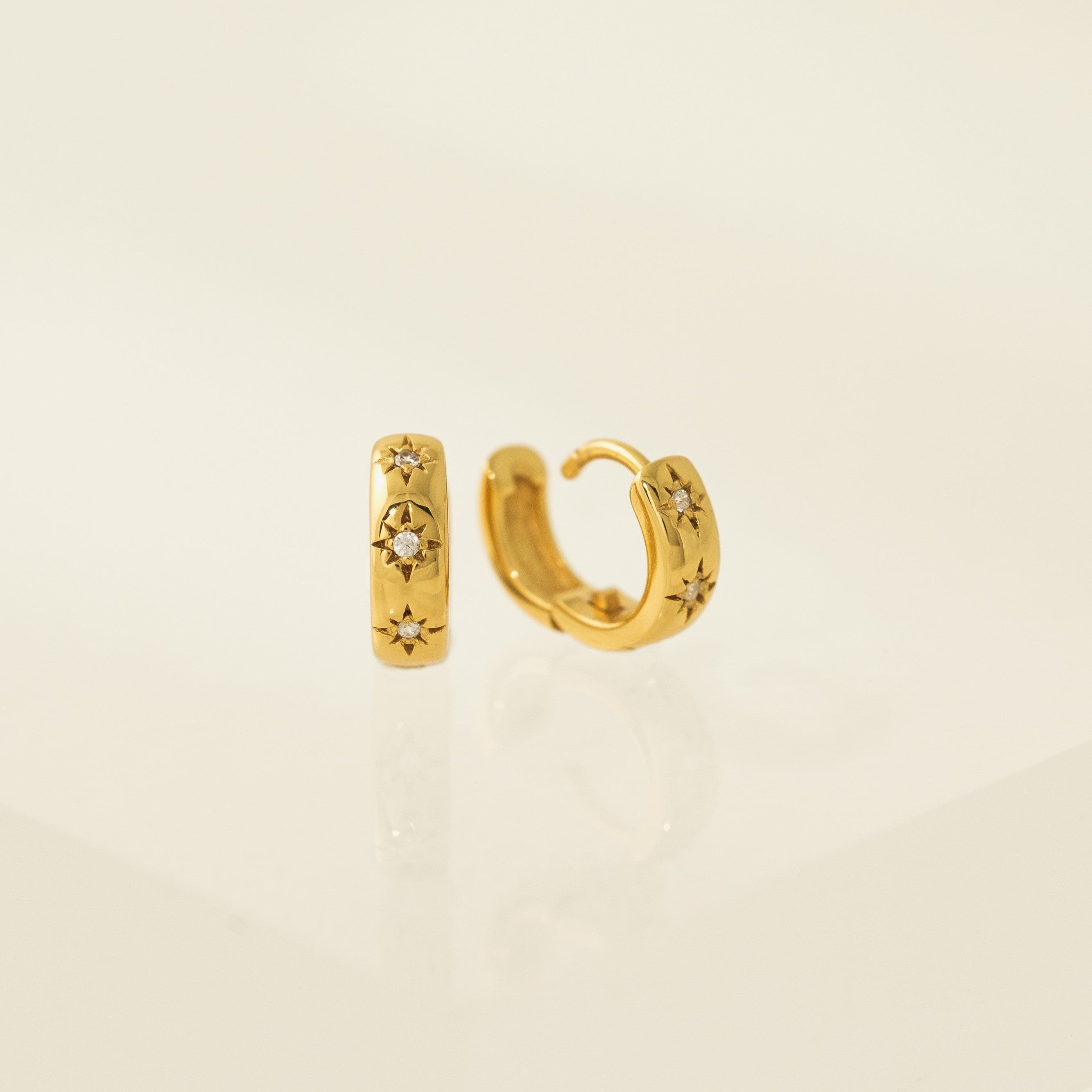 Sparkling Huggie Hoop Earrings for Women - 14K Gold Plated Small Hoop Earrings - Perfect for Everyday Wear, Parties & Gifts