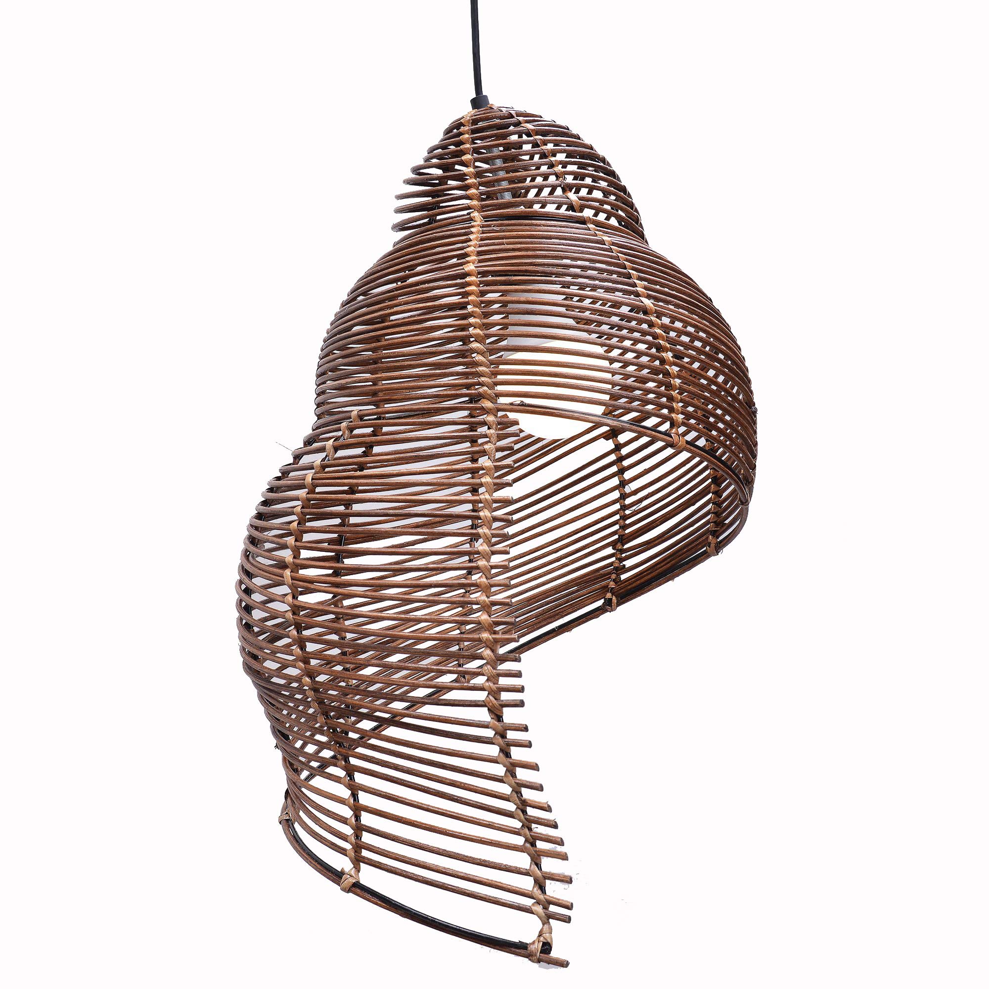 Rattan Snail Ceiling Pendant Light - Modern Farmhouse Dining Room Chandelier, Creative Garden & Study Room Hanging Lamp for Cafe, Restaurant, and Home Decor (Coffee Brown) - Perfect for Boho, Coastal, and Rustic Interior Design Styles