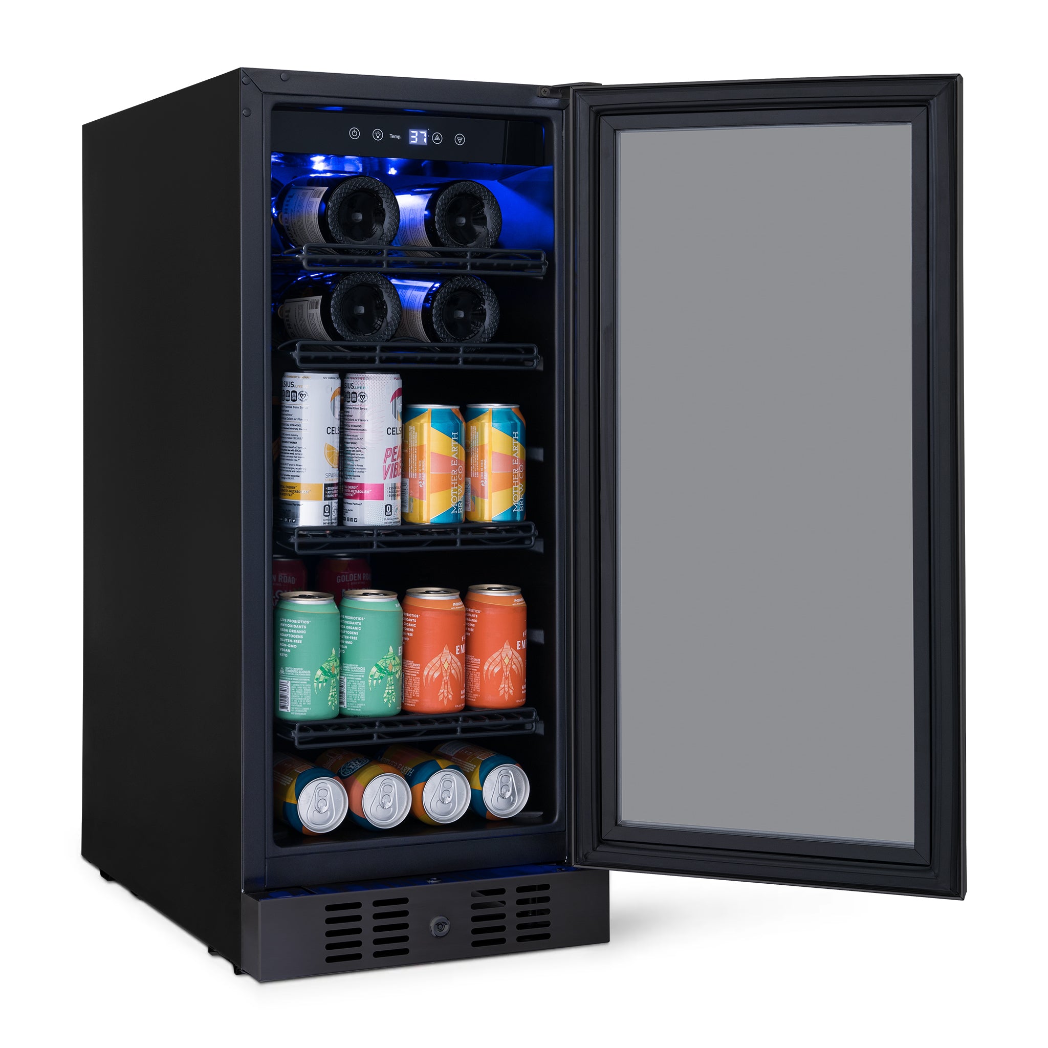 Newair® 80 Can 33 Bottle Built-In Black Beverage Refrigerator - Perfect for Home Bars, Office, and Party Drink Storage