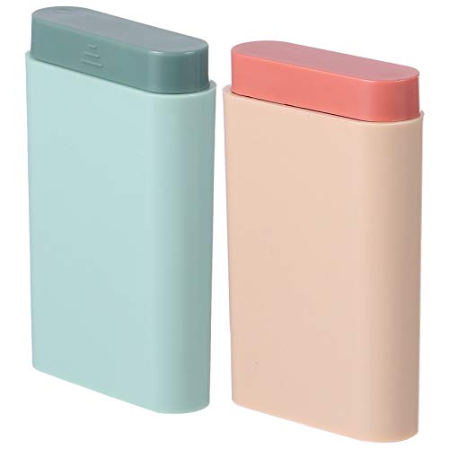 HEALLILY 2-Piece Portable Pill Organizer - Weekly & Monthly Pill Box with Divided Compartments for Vitamins, Medicine Storage - Travel-Friendly Pill Case Dispenser (Green & Pink) - Perfect for Daily Use, Business Trips & Vacation Packing