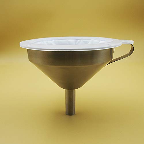 Premium 304 Stainless Steel Kitchen Funnel Set - 3 Piece with 400 Mesh Filter & Wide Mouth Strainer for Wine, Liquids, Dry Powder Transfer - Ideal for Home Brewing, Cooking, Baking & Canning (5 Inch Funnel)