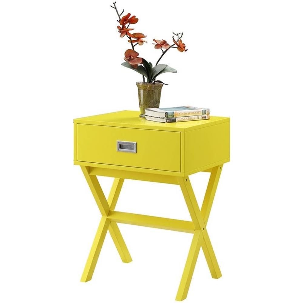 Yellow Wood 1-Drawer End Table Set of 2 - Modern Nightstand for Bedroom, Living Room & Office - Home Square Furniture Side Table with Storage