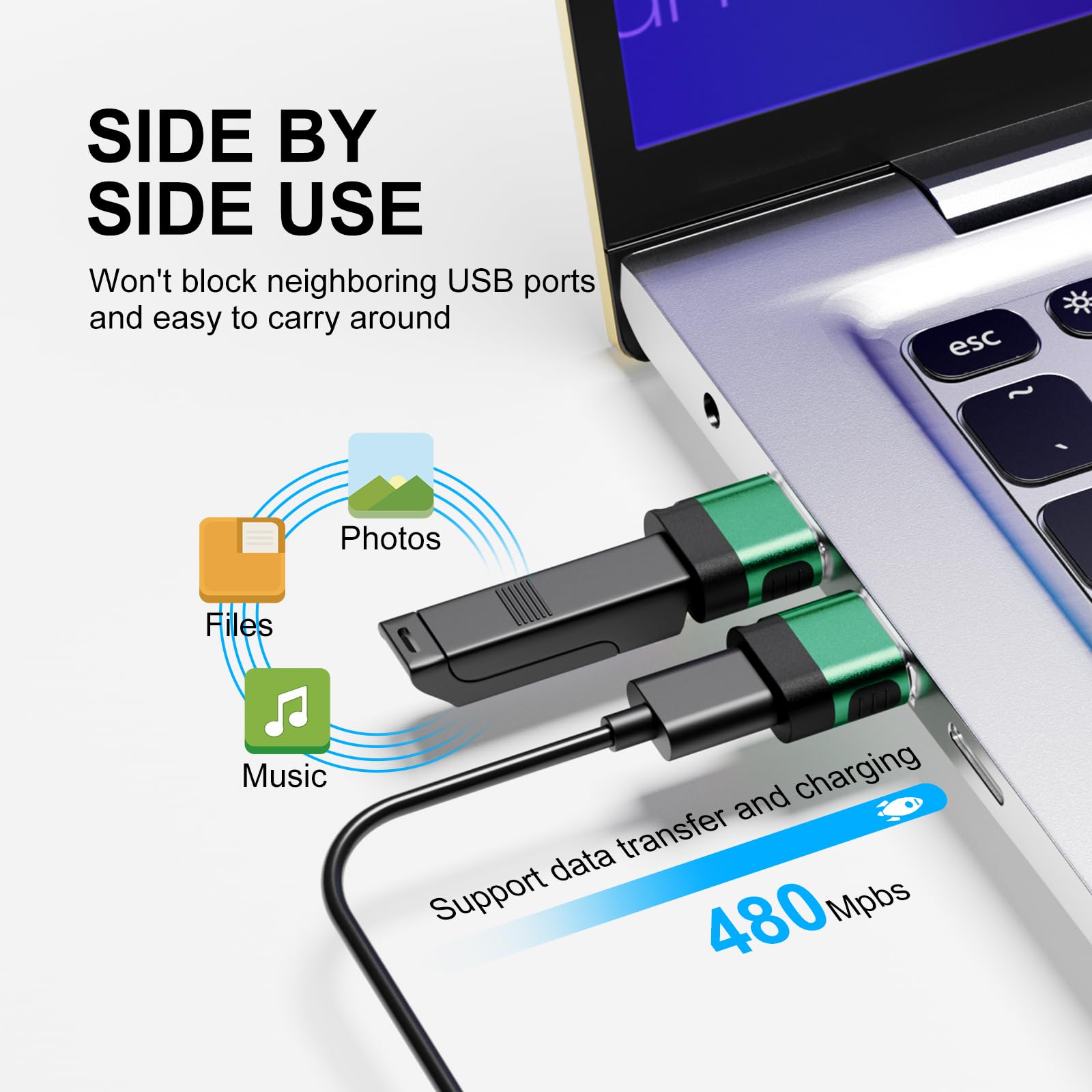 6-Pack USB to USB C Adapter, USB A to USB C Converter, USB C to USB Adapter for iPhone 15/14/13/12, MacBook, iPad - Fast Charging & Data Sync (Green) - Perfect for Home, Office & Travel Accessories
