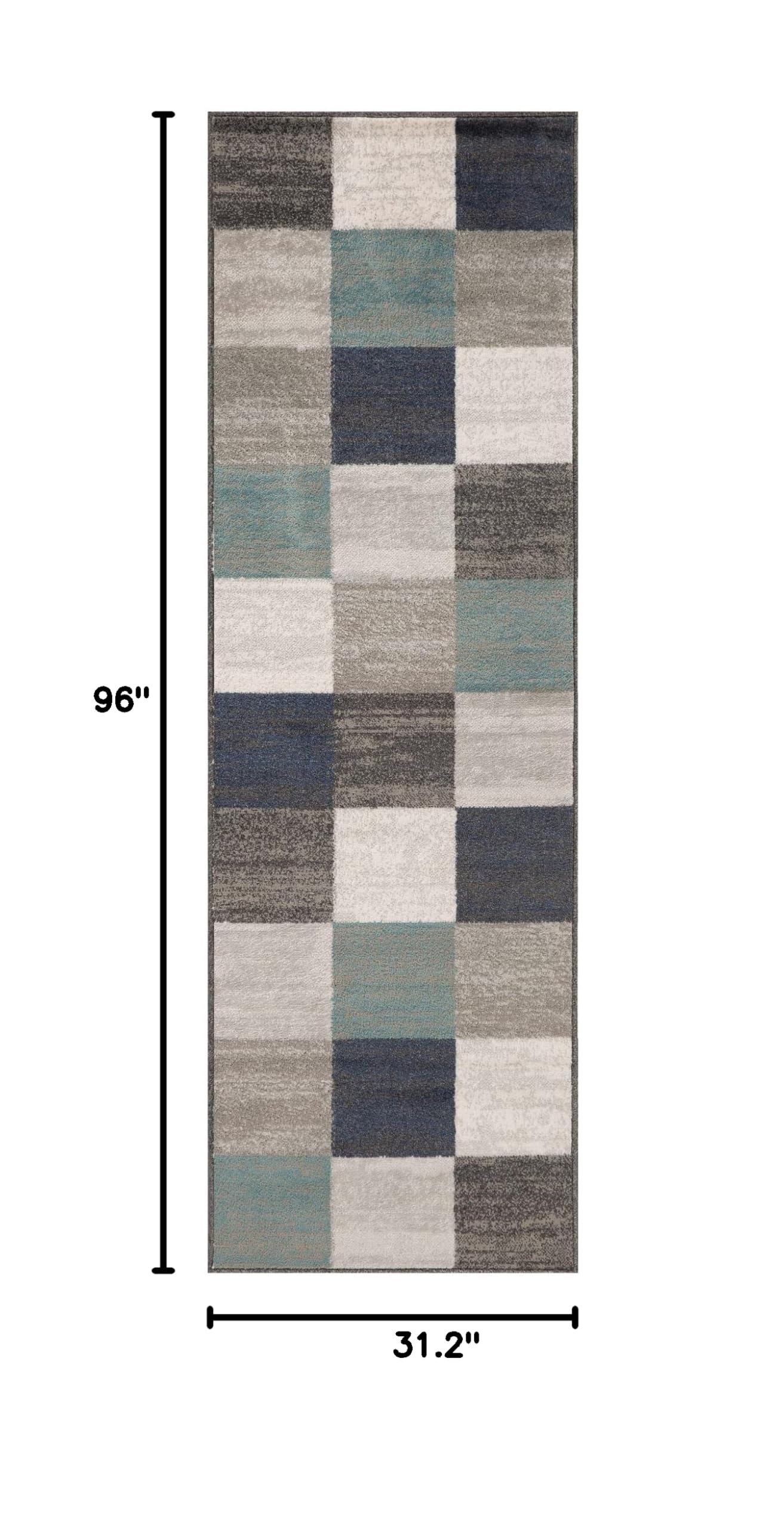 Premium Indoor Runner Rug - Modern Neutral Geometric Design for Living Room, Dining, Kitchen, Bedroom, Office & Nursery - Woven Jute Backing - Rockaway Collection 2'7