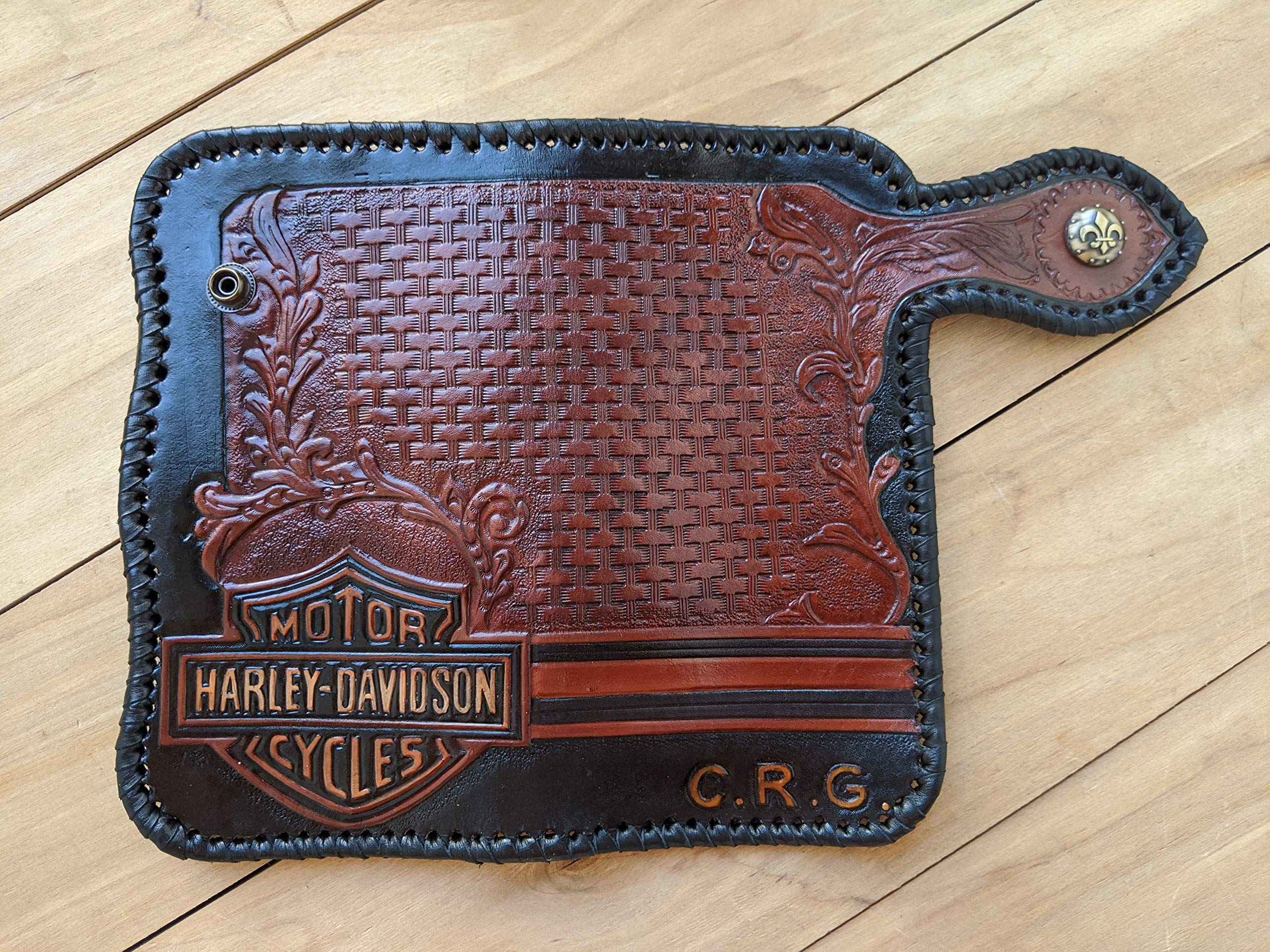 Handmade 3D Genuine Leather Wallet for Men - Custom Engraved Biker Wallet with Hand-Painted Design - Perfect for Motorcycle Riders & Gift Giving