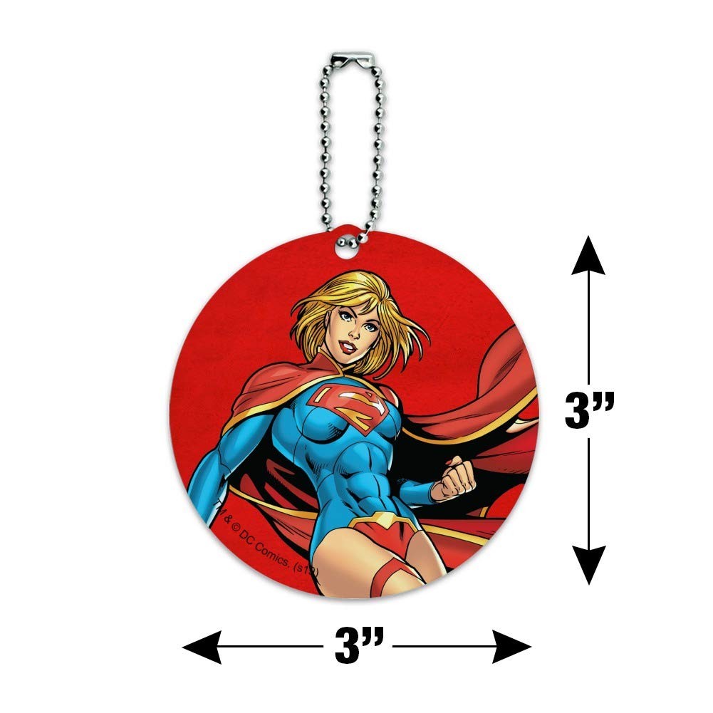 Superman & Supergirl Character Round Luggage ID Tag - Durable Suitcase Name Tag for Carry-On Bags - Perfect for Travel, Business Trips & Vacation Identification