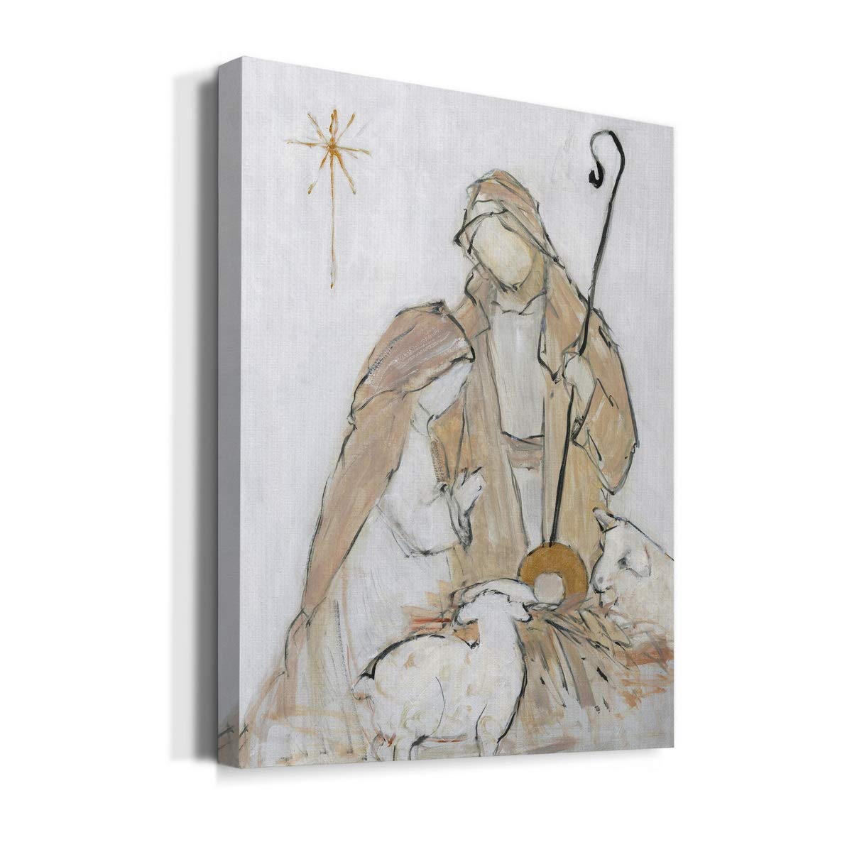 Premium Holy Night Family Wall Art - Jesus, Mary & Joseph Gallery Wrapped Canvas Print (48x32 Inches) | Ready to Hang Christian Home Decor | Made in USA | Perfect for Living Room, Bedroom & Church Decorations