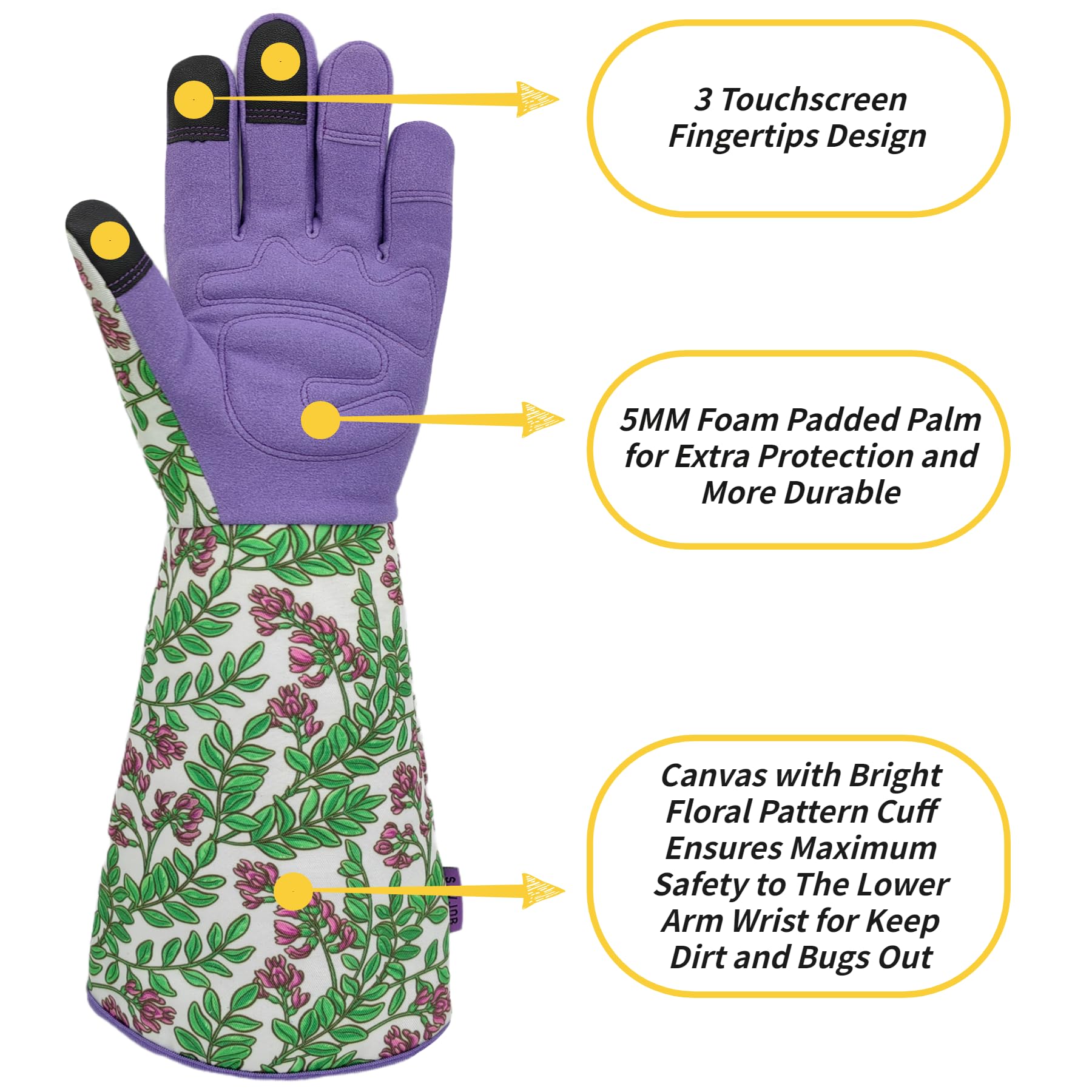 Durable Gardening Gloves with Touchscreen - Long Cuff Work Gloves for Rose Pruning & Outdoor Tasks - Perfect Gifts for Women & Men - Ideal for Gardening, Landscaping & Farm Work