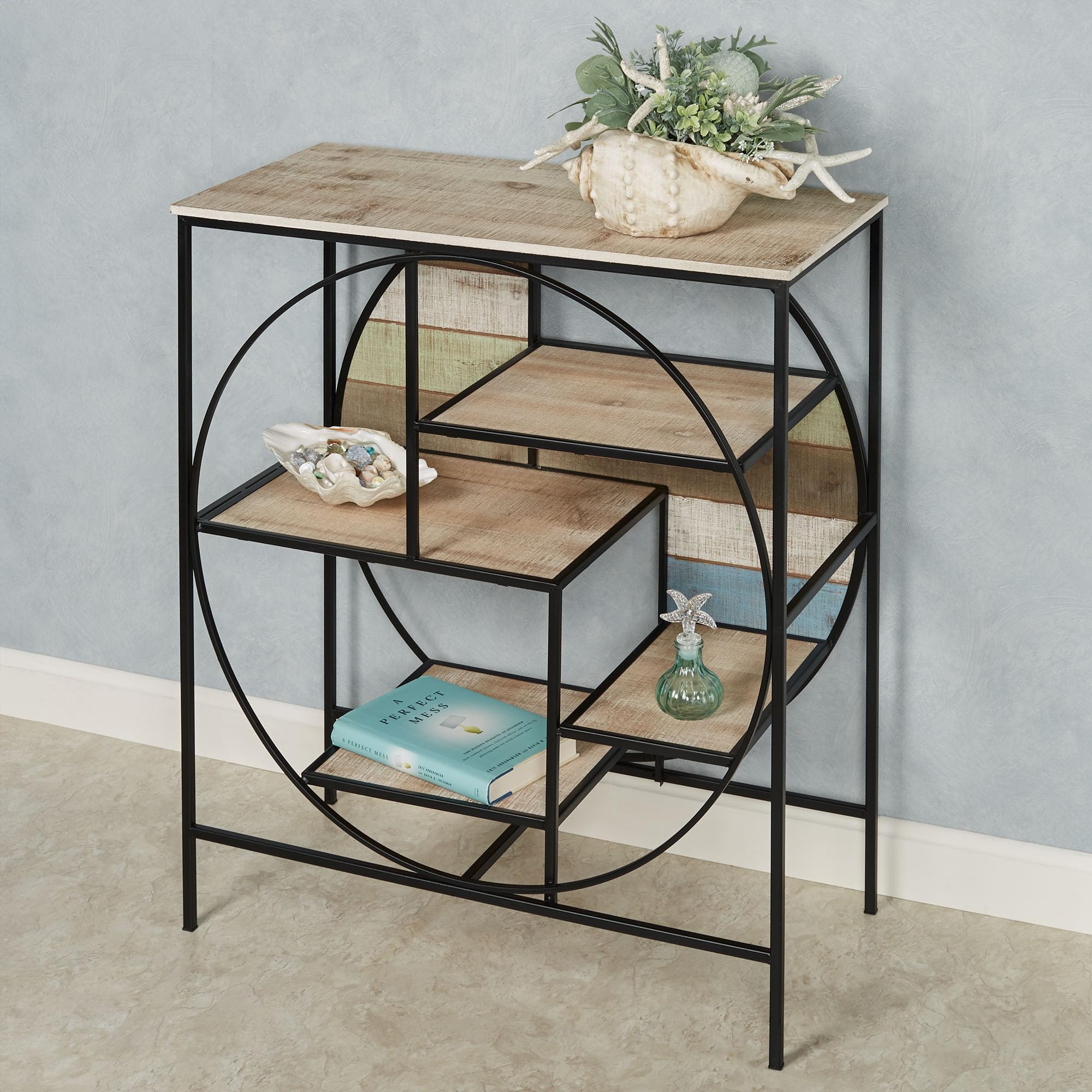 Delray Coastal Console Table - Wooden & Metal Entryway Table in Blue, Natural, Seafoam, White, Black - Seaside Theme Display Shelf for Living Room, Bedroom, Kitchen Furniture - Perfect for Beach House Decor & Coastal Home Styling