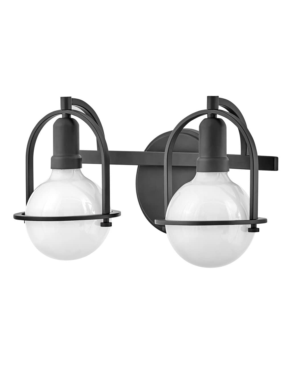 Hinkley Somerset 53772BK Small Two-Light Bathroom Vanity Light with Globe Style Bulbs - Transitional Black Up/Down Mount Fixture - Perfect for Bathroom, Powder Room, or Dressing Area Lighting