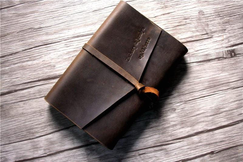 Personalized Leather Notebook - Custom Name Engraved Journal for Writing, Travel & Gift Giving - Premium Genuine Leather Diary for Men & Women