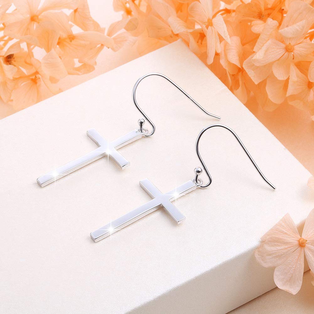 925 Sterling Silver Dangle Drop Earrings for Women - Hypoallergenic Cross & RBG Dissent Collar Fishhook Hoop Earrings | Christmas Gifts for Her, Teens & Girls | Perfect for Parties, Weddings & Everyday Wear