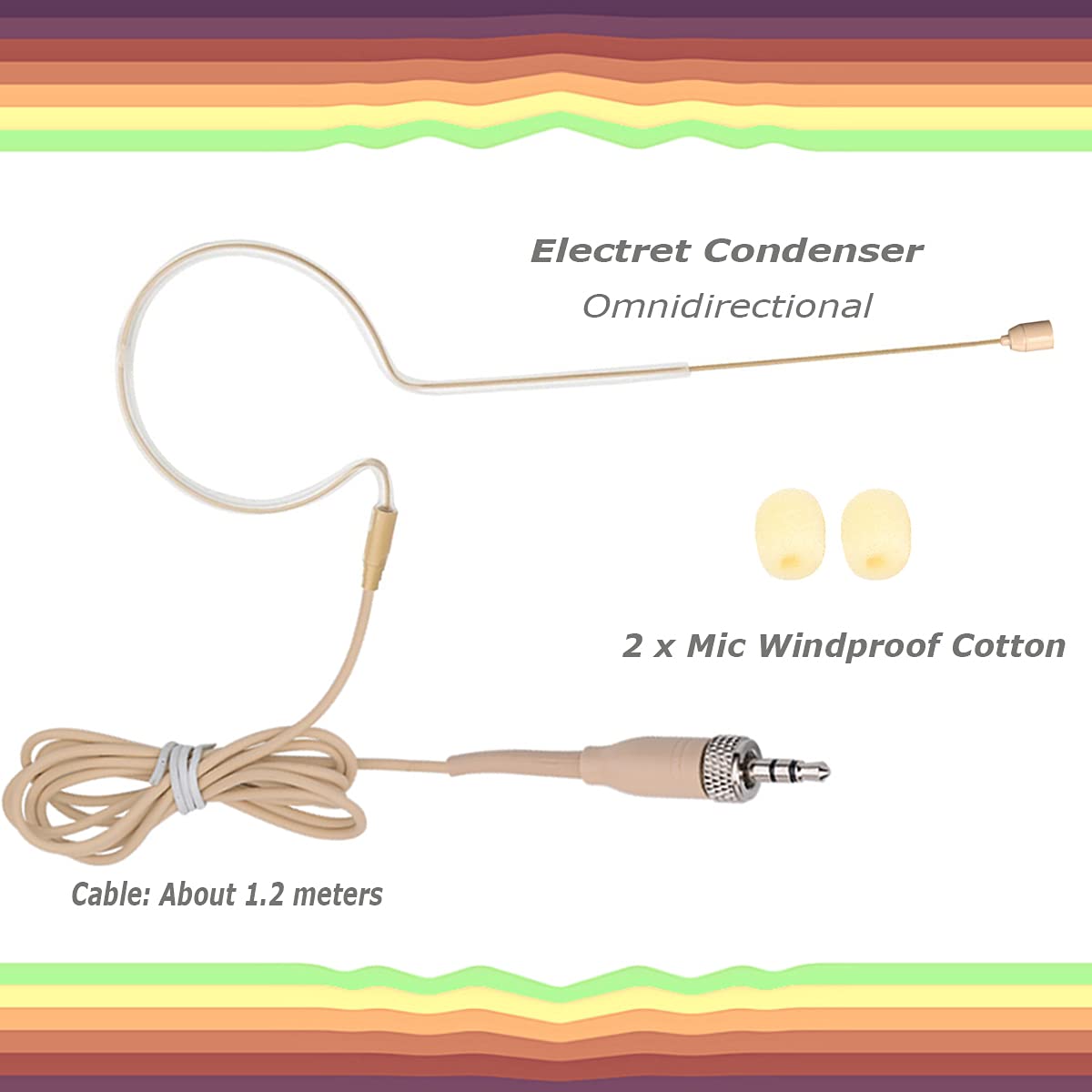 Professional Single Ear Headset Microphone with Omnidirectional Condenser Mic - Compatible with Sennheiser Wireless Systems, 1.2m Cable & 3.5mm Female Screw Plug - Ideal for Live Performances, Public Speaking, and Broadcast Studios