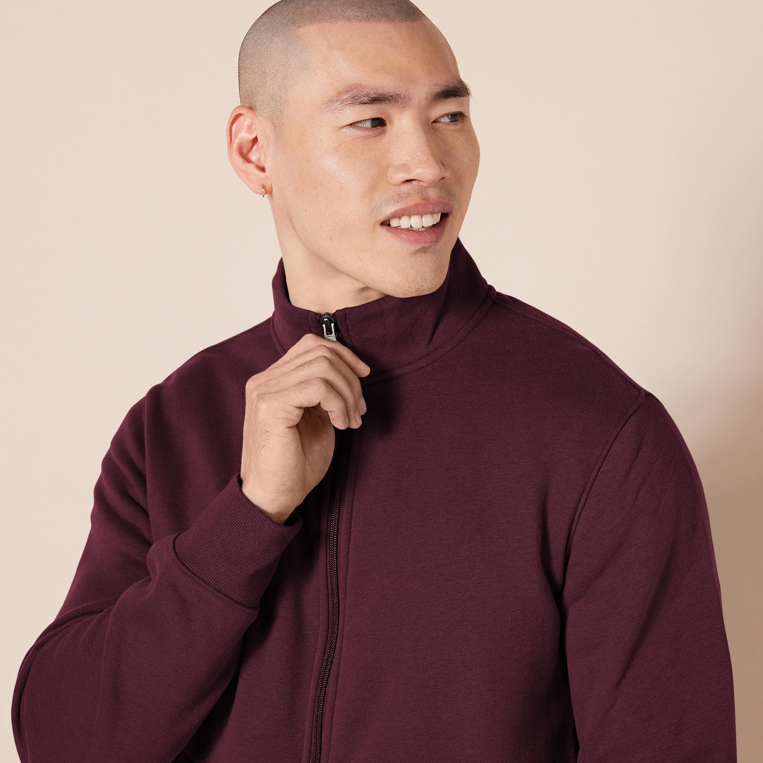 Amazon Essentials Men's Fleece Mock Neck Zip-Up Sweatshirt - Warm Casual Pullover for Winter, Gym & Outdoor Activities