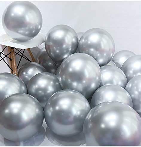 100-Pack 5-Inch Metallic Silver & Pink Chrome Latex Balloons for Birthday, Wedding, Engagement, Anniversary - Party Decorations for Christmas, Festival, Picnic & Family Gatherings (Durable & Shiny)