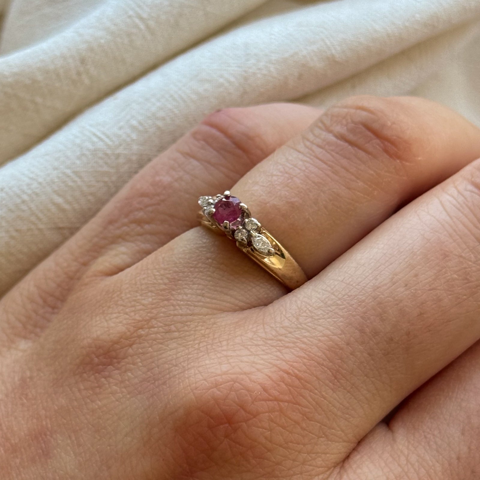 Exquisite 0.26ct Ruby & 0.14ctw Diamond Ring - Size 5 | Elegant Jewelry for Engagement, Anniversary & Special Occasions