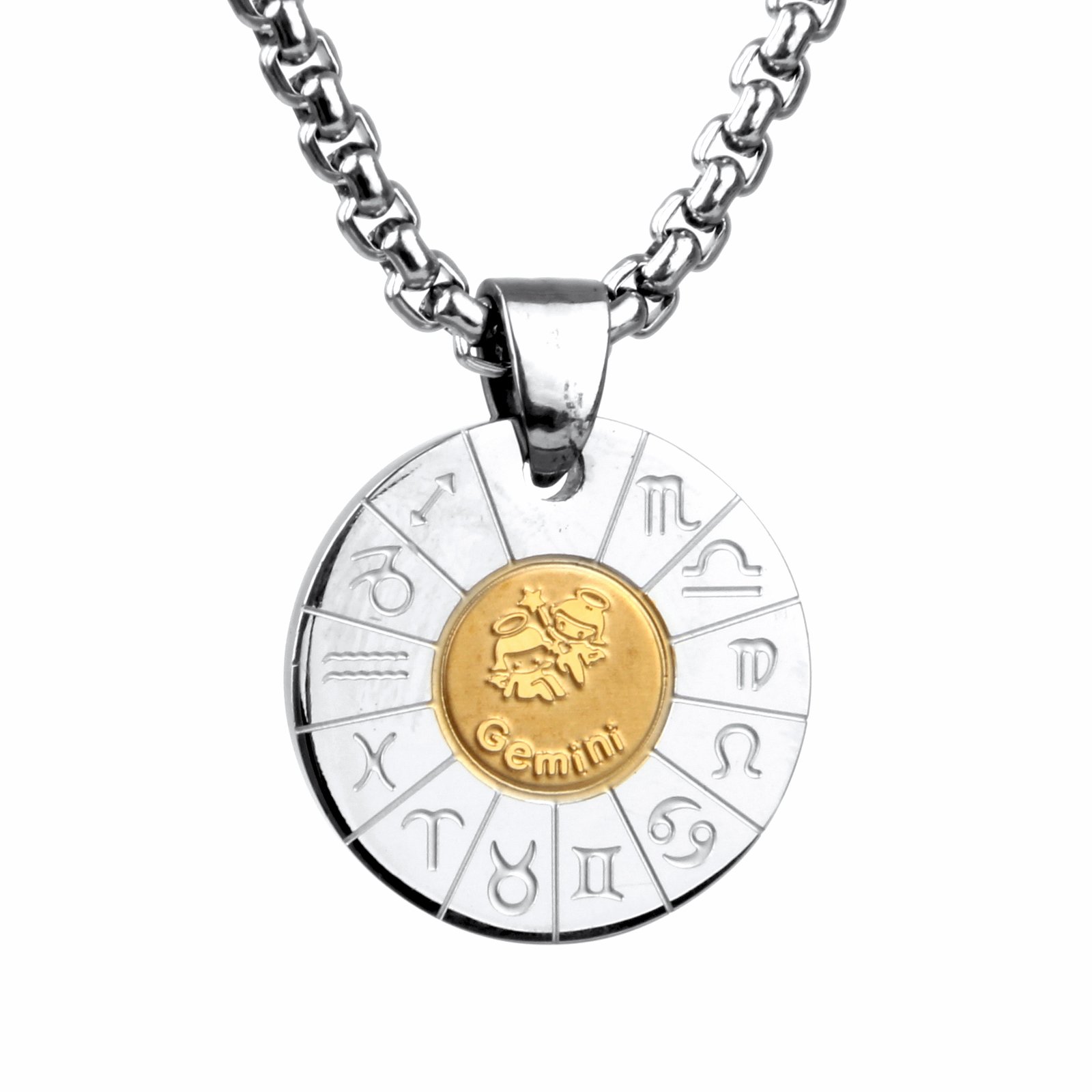 Gemini Constellation Pendant Necklace - Stainless Steel Zodiac Jewelry, Retro Charm Necklace for Women, Perfect Birthday Gift & Lucky Charm for Daily Wear, Office & Special Occasions