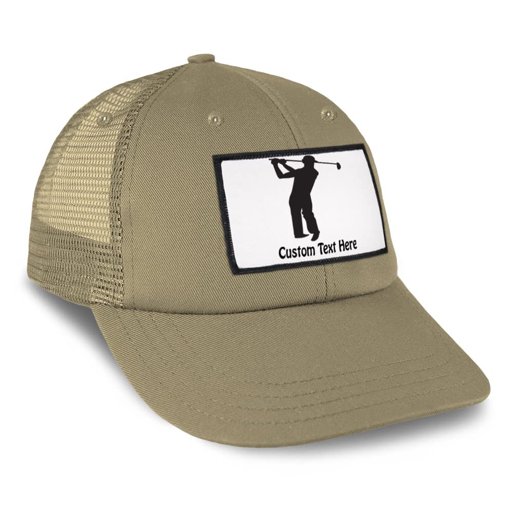 Custom Embroidered Golf Silhouette Patch Trucker Baseball Cap for Men - Perfect for Golfing, Casual Wear & Outdoor Activities