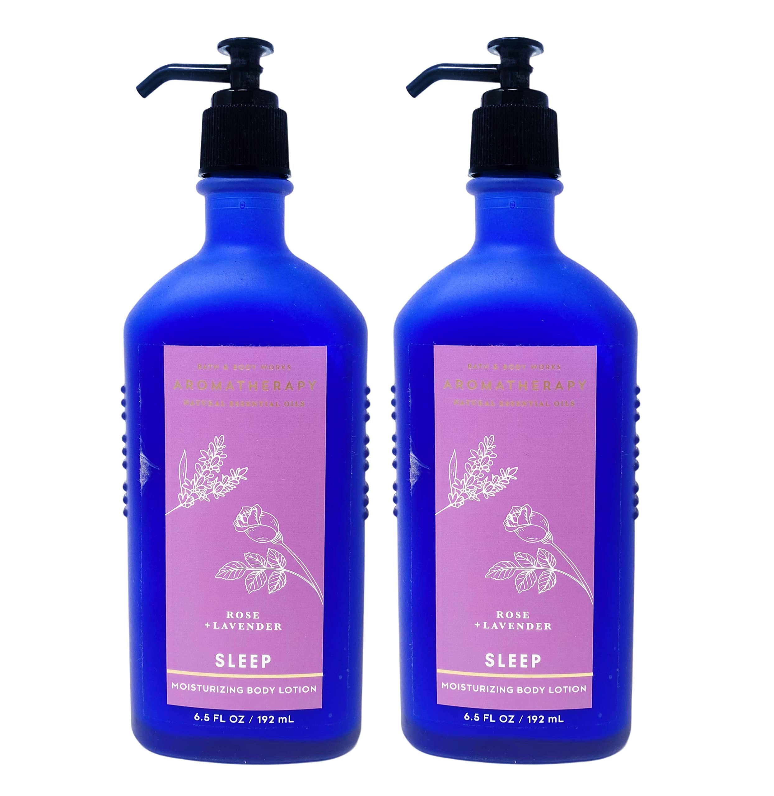 Bath & Body Works Aromatherapy Sleep Rose Lavender Moisturizing Body Lotion 2-Pack - Full Size for Relaxation & Better Sleep at Night