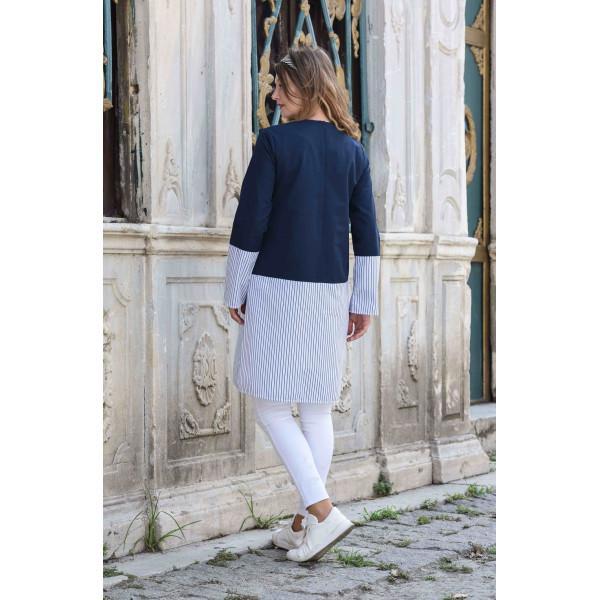 Abaci Modest Tunic TNK11973 R34 Navy Blue - Women's Loose Fit Casual Tunic Top for Everyday Wear, Office & Outings