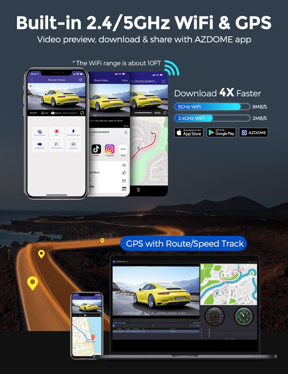 AZDOME M550 Pro 2CH 4K Dash Cam with 3.19