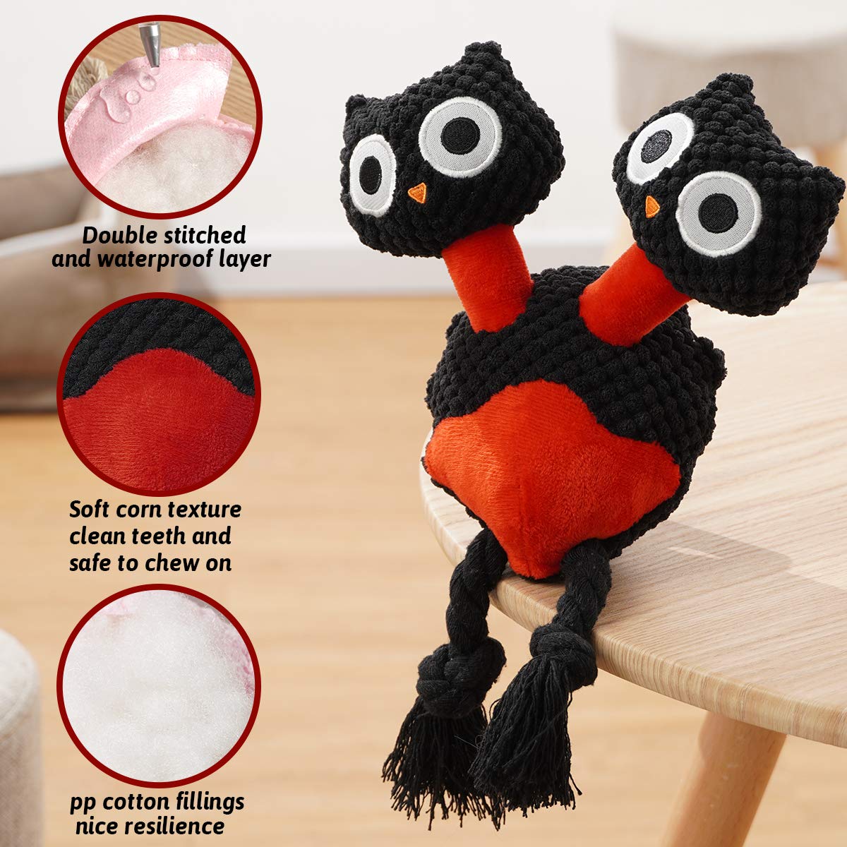Soft Plush Squeaky Dog Toys - Interactive Chew Toys for Puppies, Small, Medium & Large Dogs | Natural Material for Teeth Cleaning & Anxiety Relief | Perfect for Playtime, Training & Crate Comfort