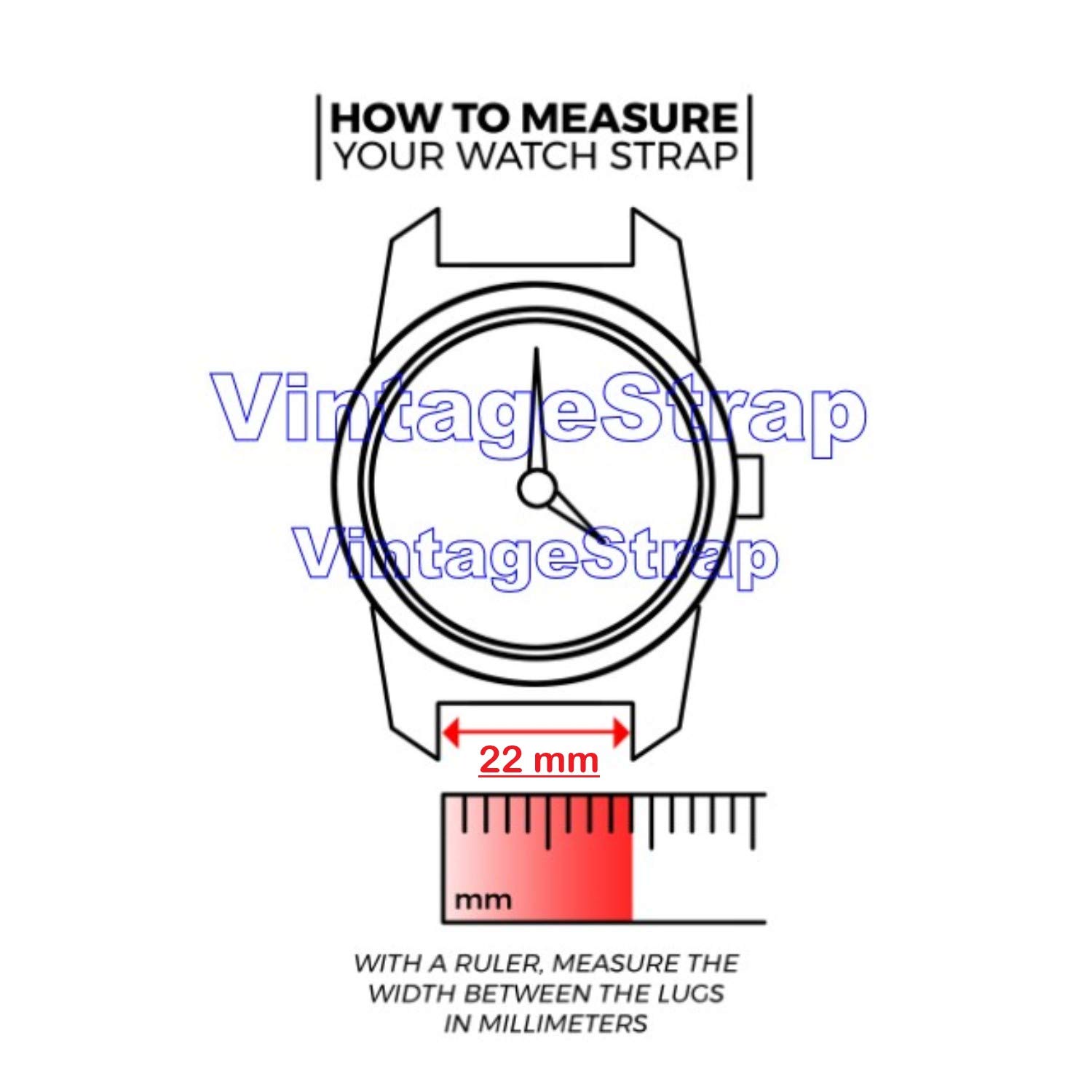 22mm Soft Rubber Watch Band with Red Stitch - Compatible with Omega & IWC Watches | Durable Vintage Style Replacement Strap for Men | Perfect for Swimming, Diving & Everyday Wear